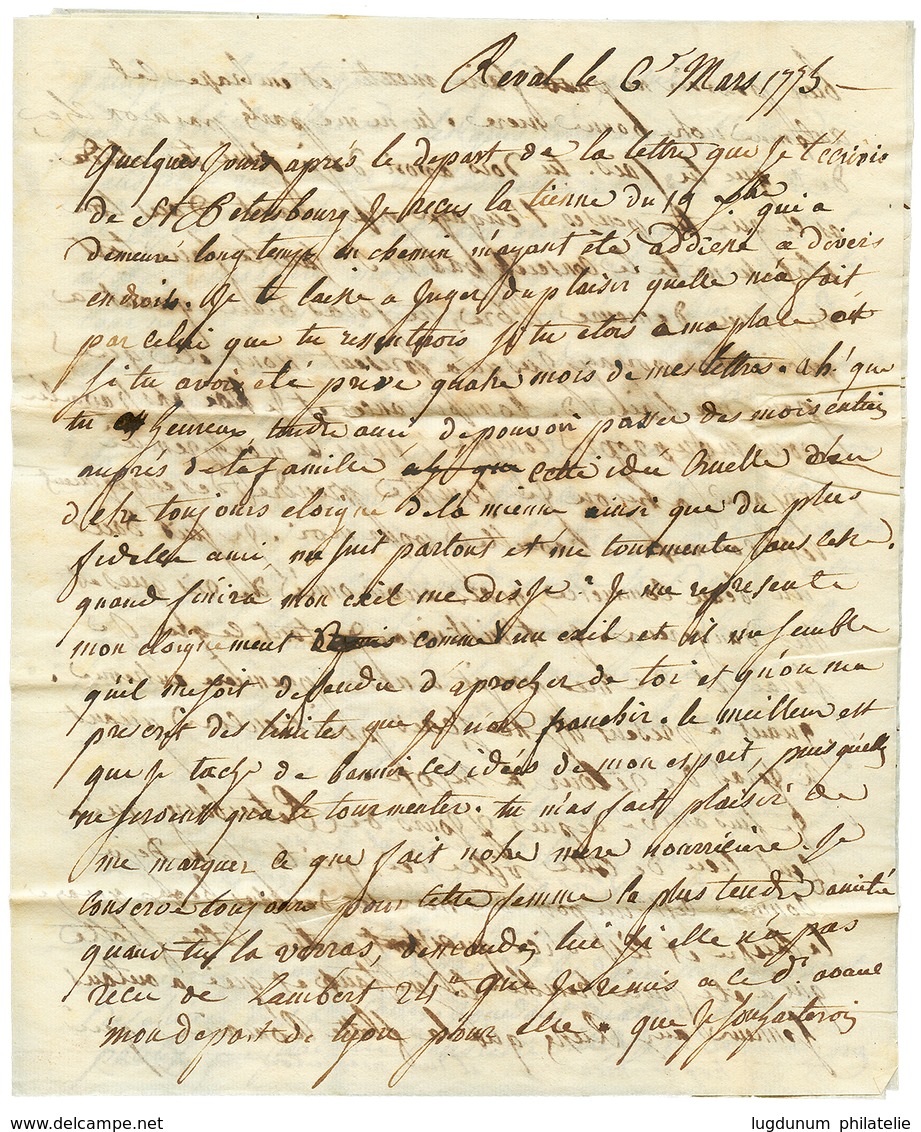 1773 Boxed RIGA + MASEYCK On Entire Letter Datelined "REVAL" To FRANCE. Scarce. Vvf. - Autres & Non Classés