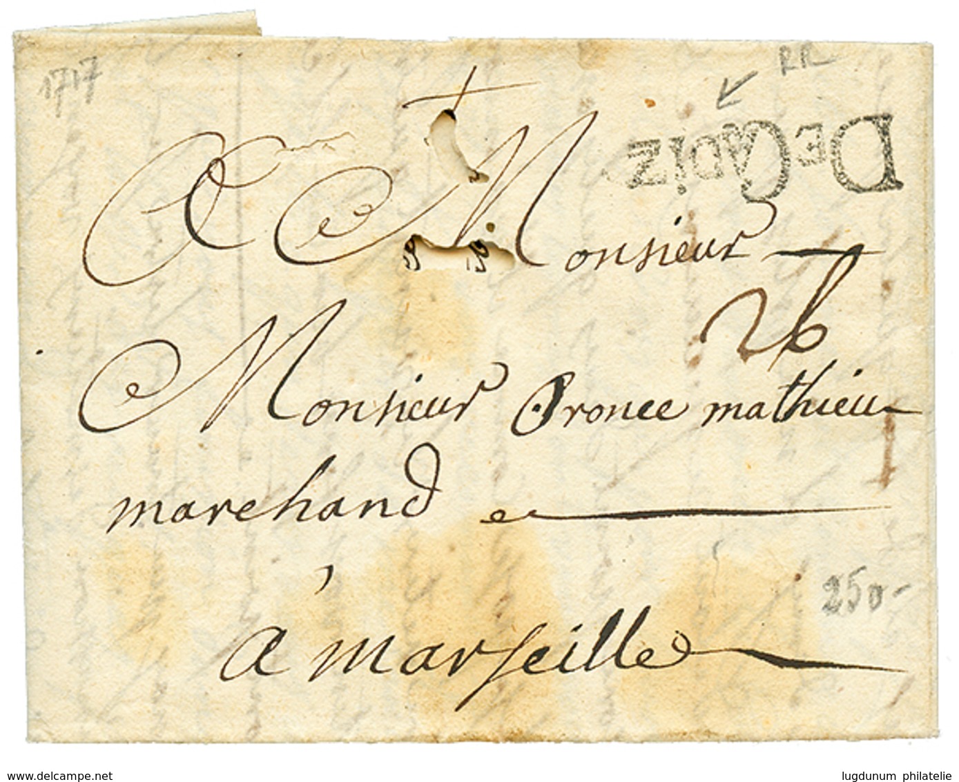 1717 De Cadiz On Entire Letter(fault) To MARSEILLE (FRANCE). Vf. - Andere & Zonder Classificatie