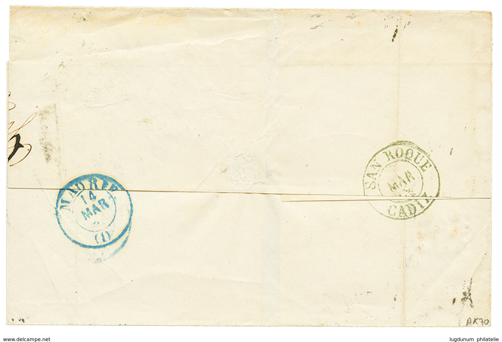 1854 4c With 4 Large Margins Canc. On Cover From GIBRALTAR To MADRID. Vvf. - Otros & Sin Clasificación