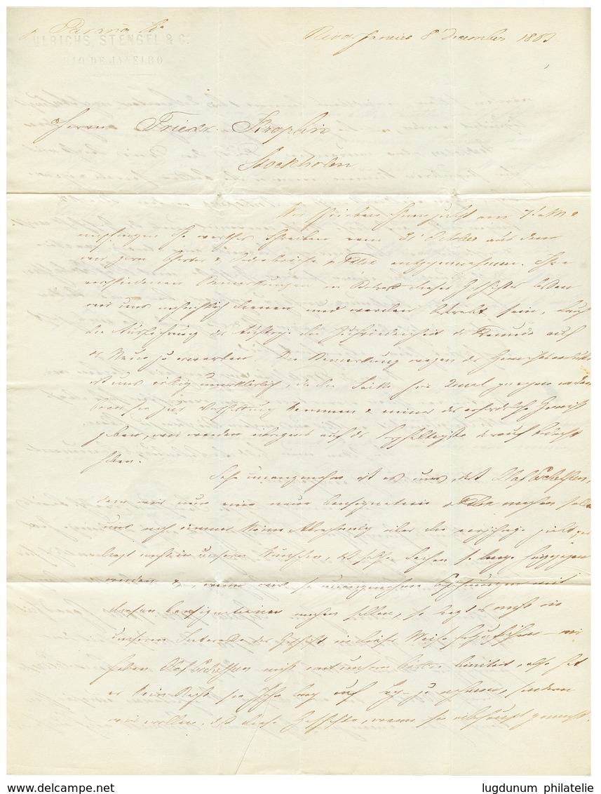 1863 Entire Letter From RIO DE JANEIRO BRAZIL Via HAMBURG To STOCKHOLM. Superb. - Andere & Zonder Classificatie