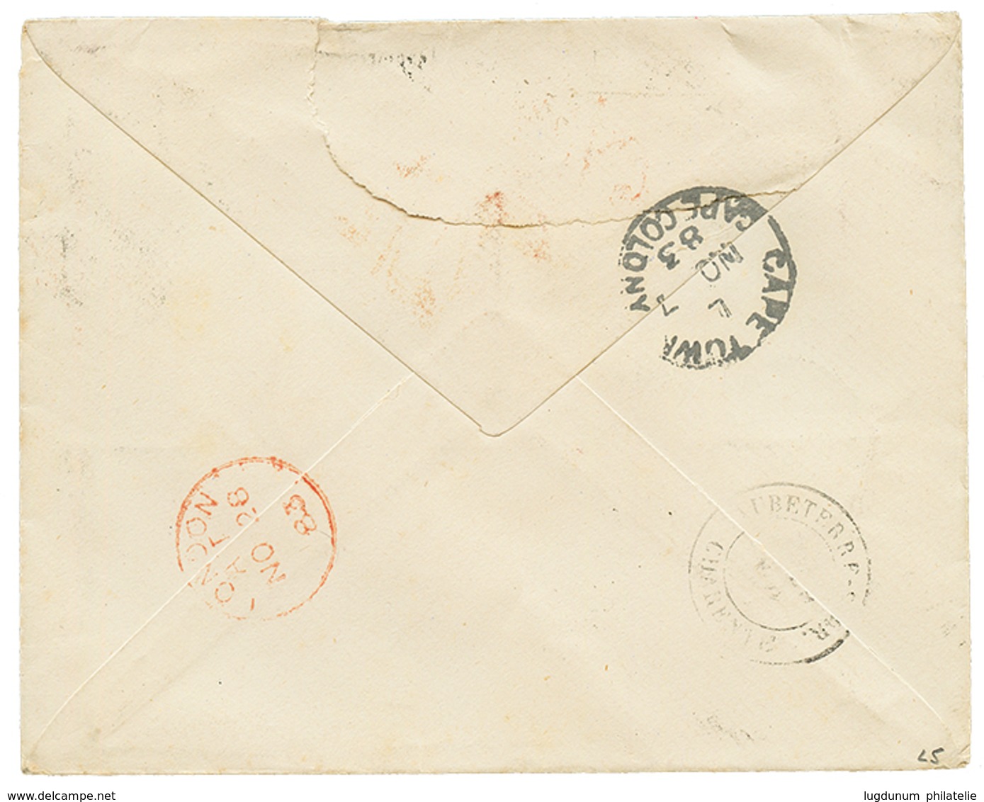 1883 CAPE OF GOOD HOPE 1/2d+ 1d+ 6d Canc. CLAREMONT CAPE COLONY + Tax Marking On Cover To FRANCE. Vvf. - Cabo De Buena Esperanza (1853-1904)