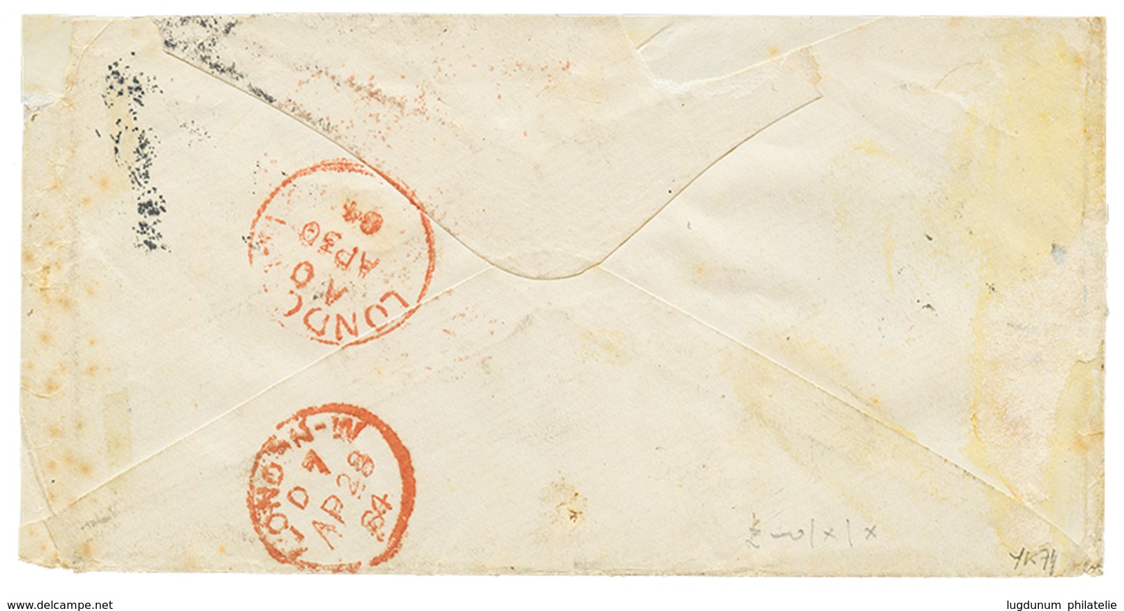 1884 Red Cachet PAID AT CAPE COAST CASTLE + "3d" Tax Marking On Envelope To ENGLAND. Ex. SACHER. Vvf. - Costa De Oro (...-1957)