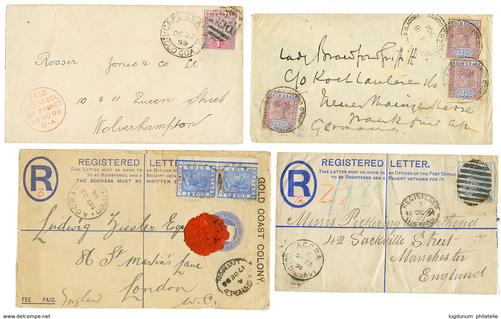 GOLD COAST : 1891/ 1904 Lot 4 Interesting Covers (2 Registered). Vf. - Côte D'Or (...-1957)