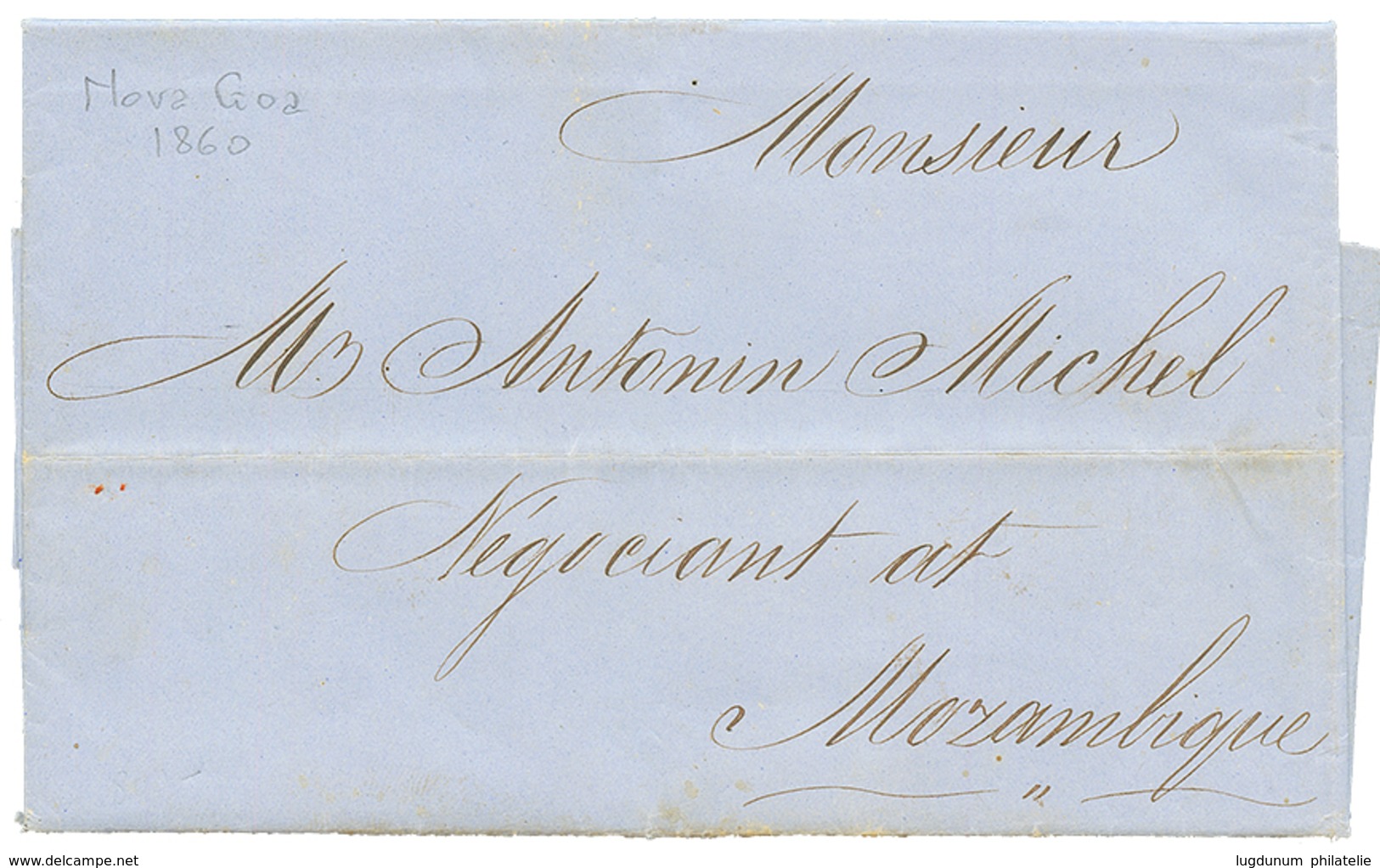 NOVA GOA - INDIA PORTUGUESE : 1860 Entire Letter With Texte Datelined "NOVA GOA" To MOZAMBIQUE. GREAT RARITY. Superb. - Autres & Non Classés