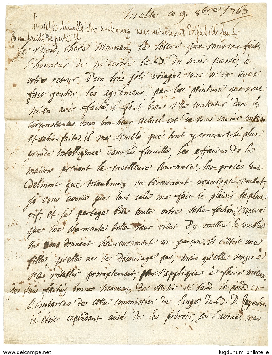 1763 "MARSEILLE" Entry Mark + "6c" Tax Marking On Entire Letter Datelined "MALTA" To GRENOBLE (FRANCE). Scarce. Vvf. - Malte (...-1964)