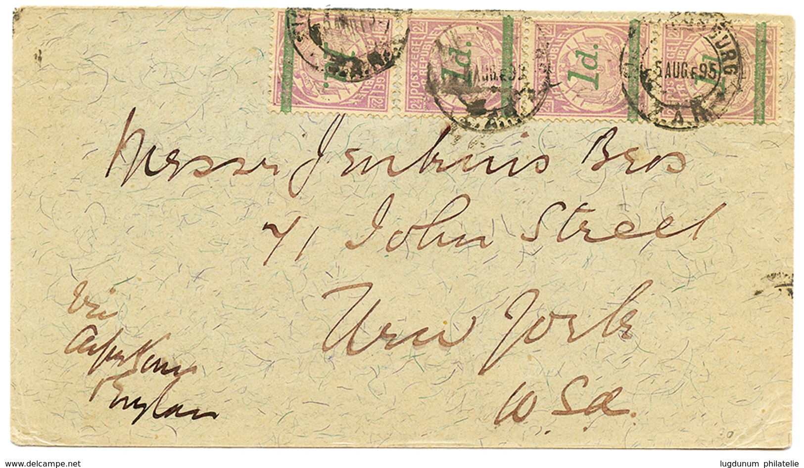 SOUTH AFRICA : 1895 1d On 2 1/2d (x4) On Envelope From JOHANESBURG To NEW-YORK (USA). Vf. - Non Classés