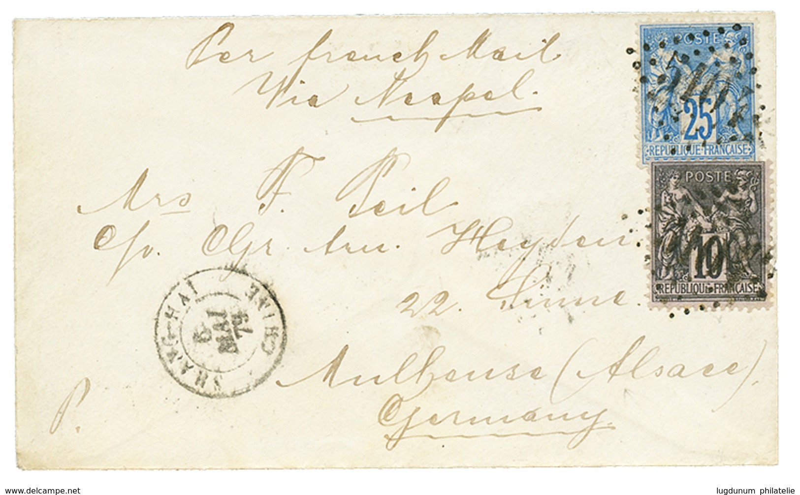 CHINA - French P.O : 1879 10c + 25c Canc. GC 5104 + SHANGHAI CHINE On Envelope To GERMANY. Superb. - Autres & Non Classés