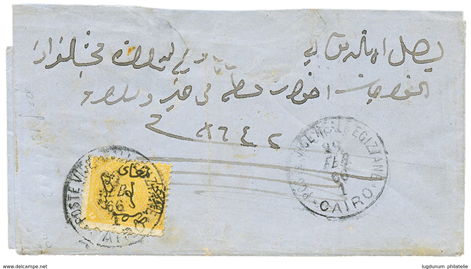 EGYPT : 1866 FIRST Issue 2P Canc. POSTE VICE REALI EGIZIANE CAIRO On Cover (fault) To SUEZ. RARE. Vf. - Andere & Zonder Classificatie