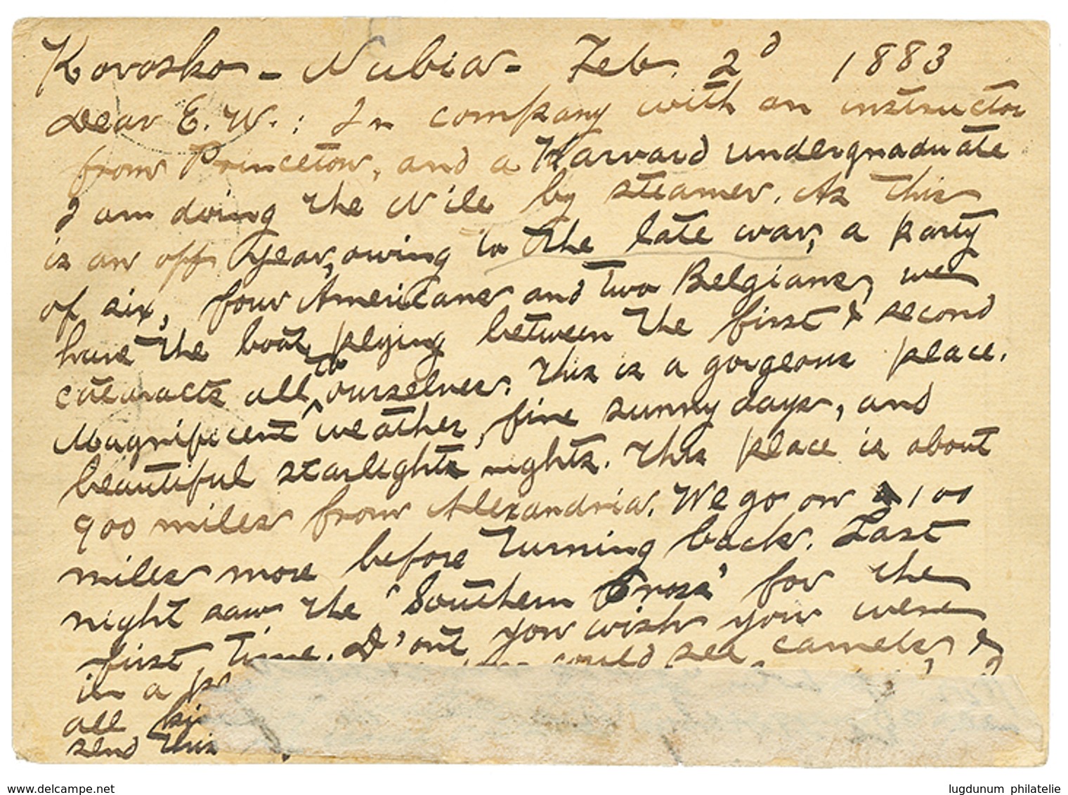 "KOROSKO - NUBIA" : 1883 P./Stat 20p Canc. KOROSKO To USA. Interesting Text ("The Late WAR"). Scarce. Vvf. - Otros & Sin Clasificación