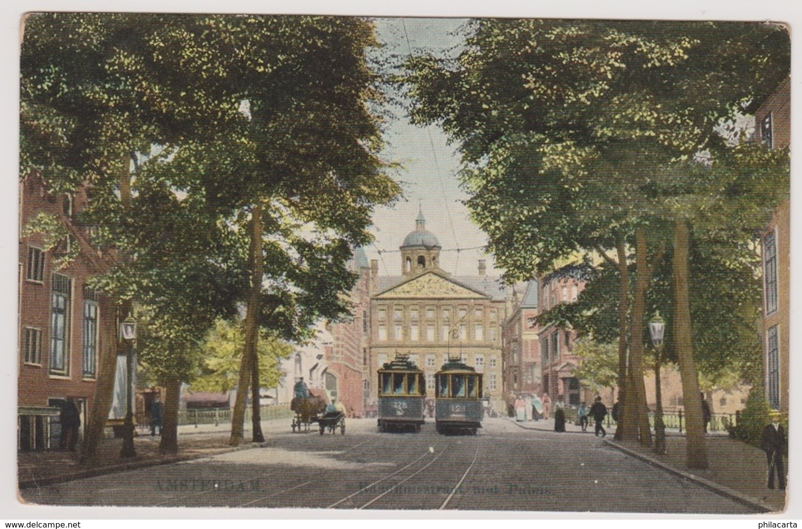 Amsterdam - Raadhuisstraat Met Paleis En Trams - Amsterdam