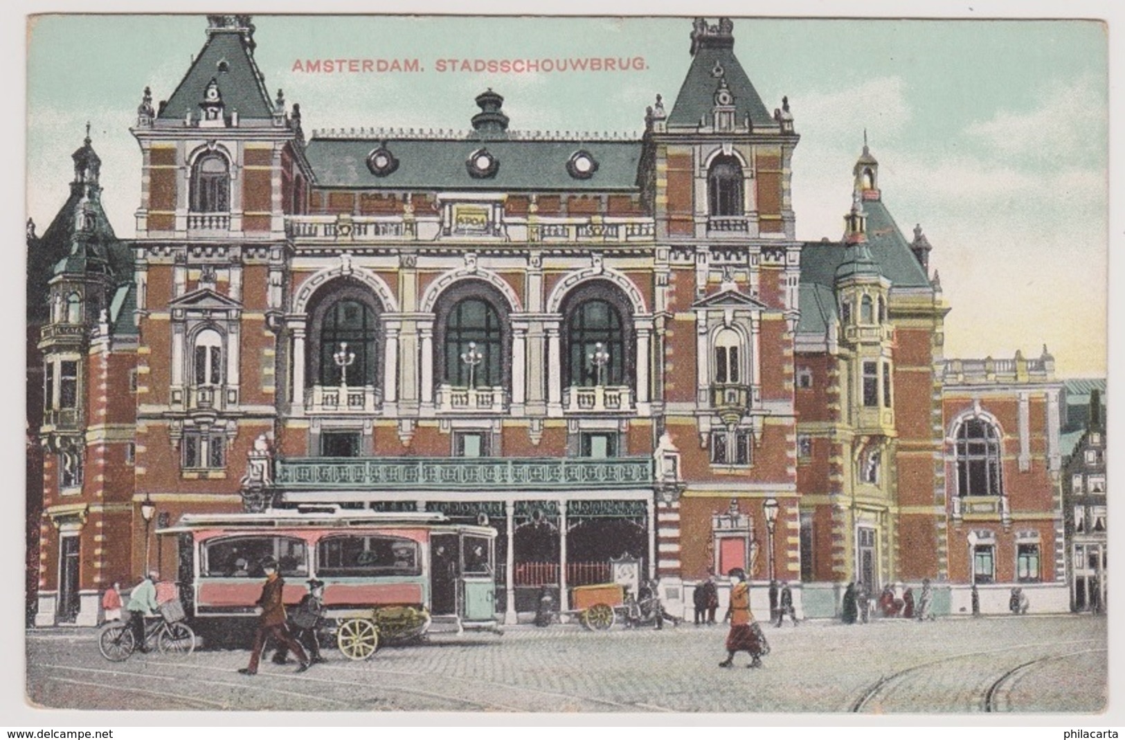 Amsterdam - Stadsschouwburg Met Tram En Volk - Amsterdam