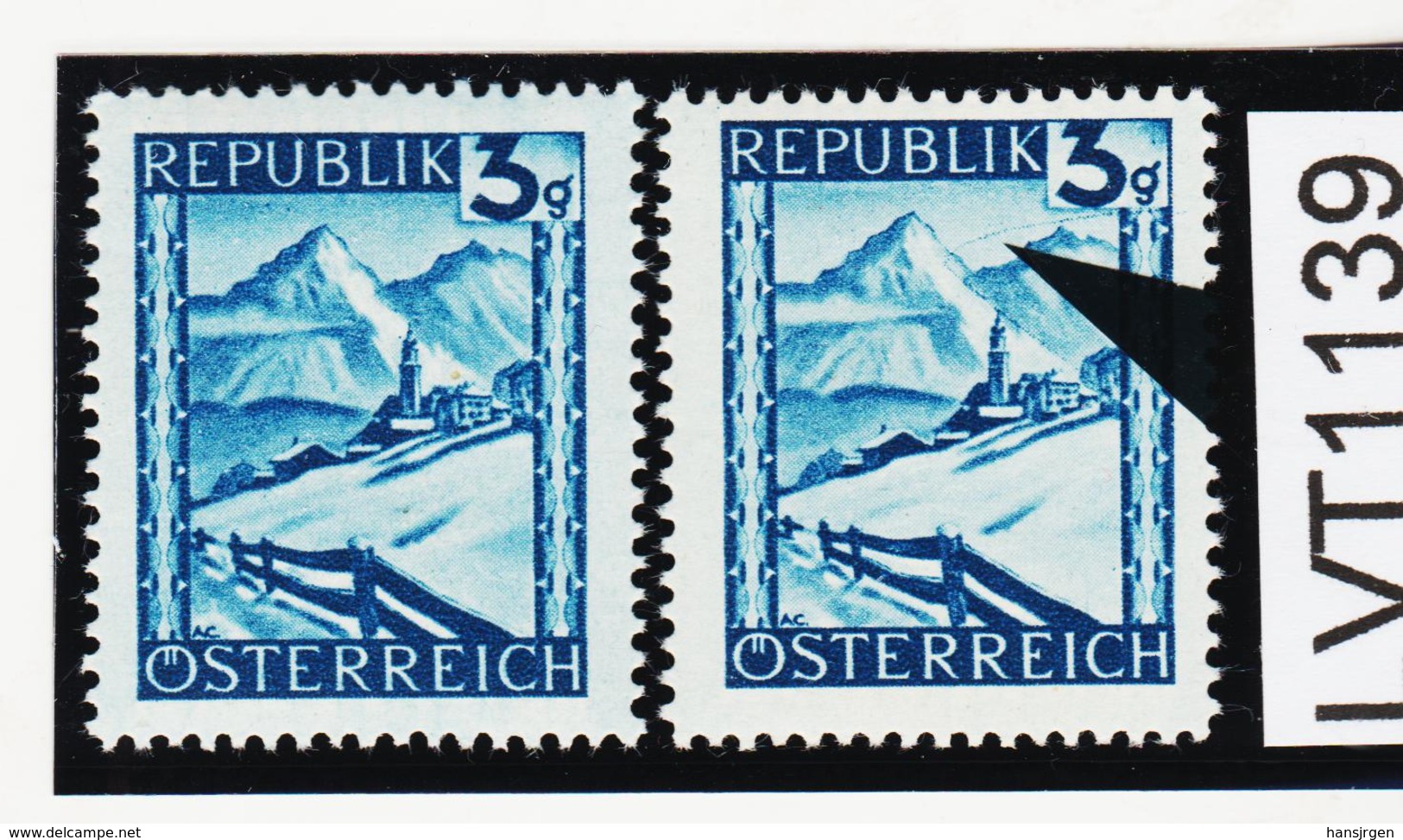 LVT1139 ÖSTERREICH 1945 MICHL 738 PLATTENFEHLER Waagrechte Linie ** Postfrisch - Abarten & Kuriositäten