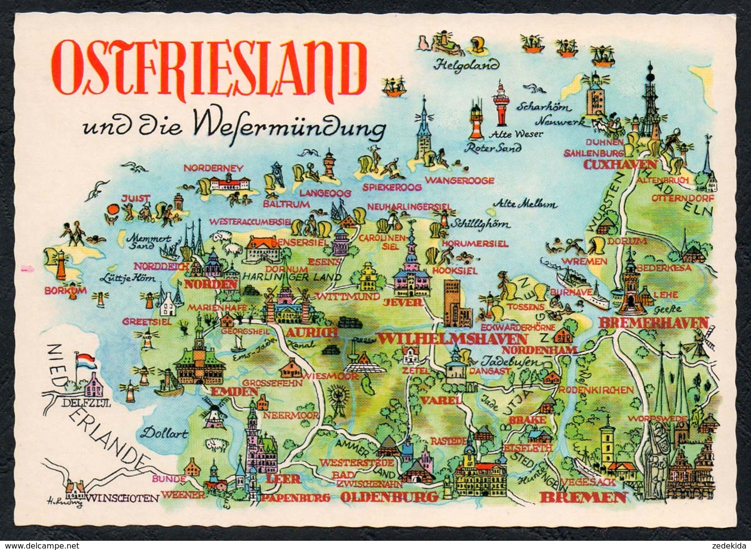 C2857 - TOP Ostfriesland - Landkarte Friesland - Orania - Wilhelmshaven