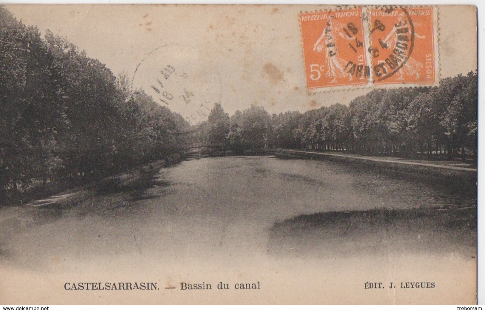 Castelsarrasin - Le Bassin Du Canal - Circulé En 1924 - Castelsarrasin