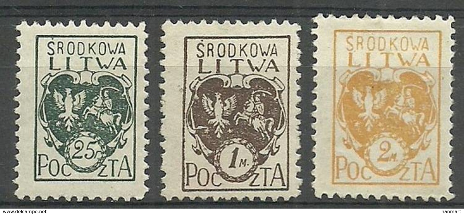 Republic Of Central Lithuania 1921 Mi 20-22 Fi 20-22B Mh - Mint Hinched ( PZE3 LTS20-22 ) - Briefmarken