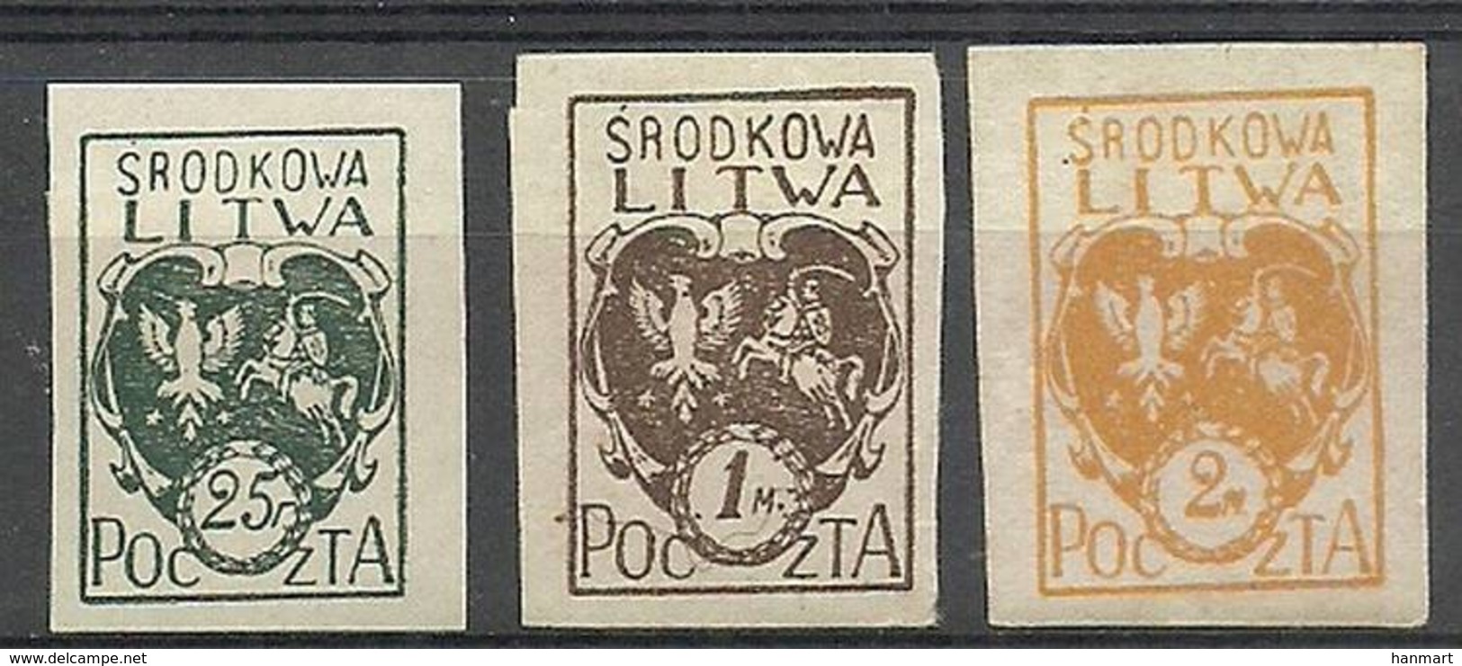 Republic Of Central Lithuania 1921 Mi 20-22B Fi 20-22A Mh - Mint Hinched ( PZE3 LTS20-22B ) - Stamps