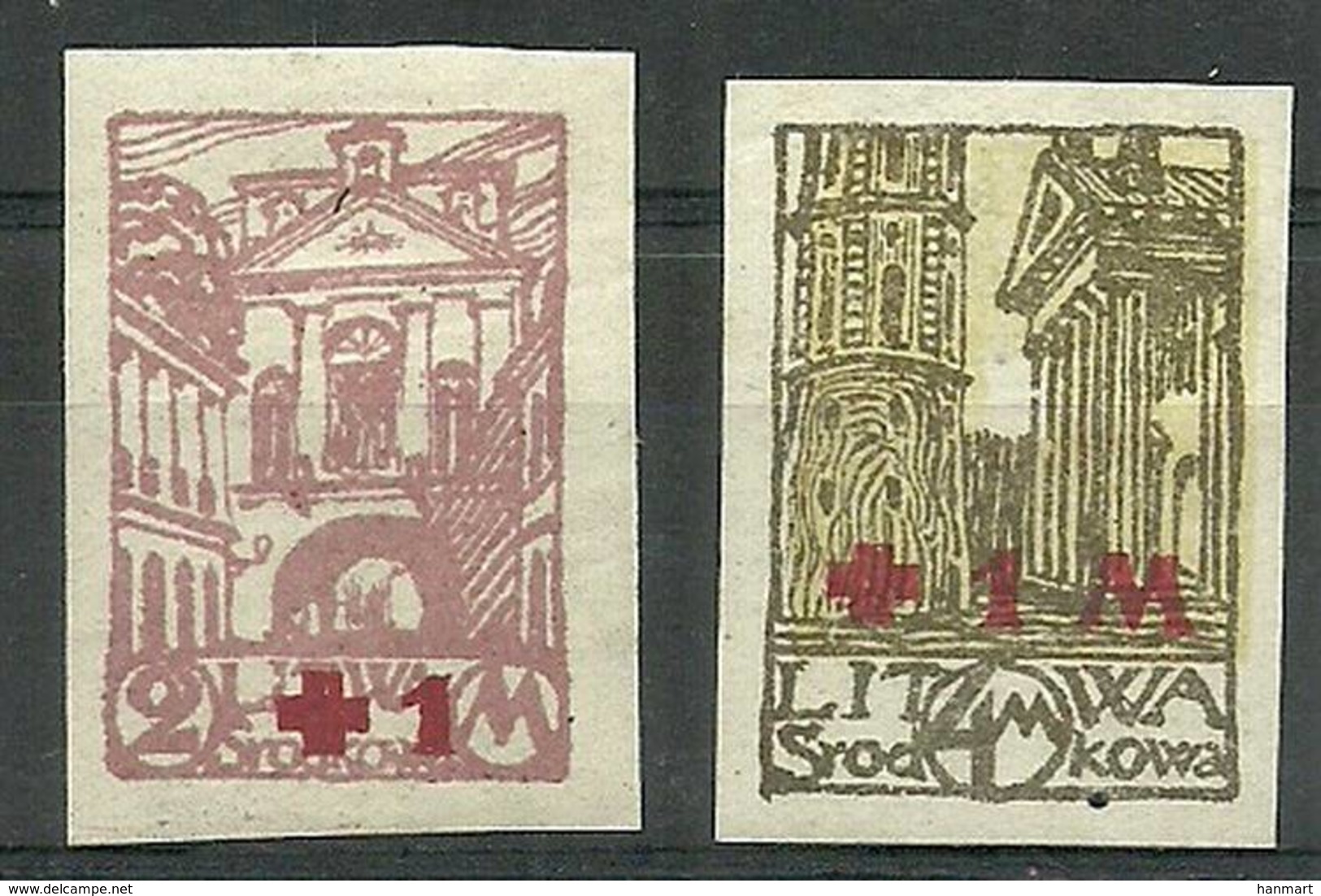 Republic Of Central Lithuania 1921 Mi 29-30B Fi 29-30A MNH ( PZE3 LTS29-30B ) - Eglises Et Cathédrales