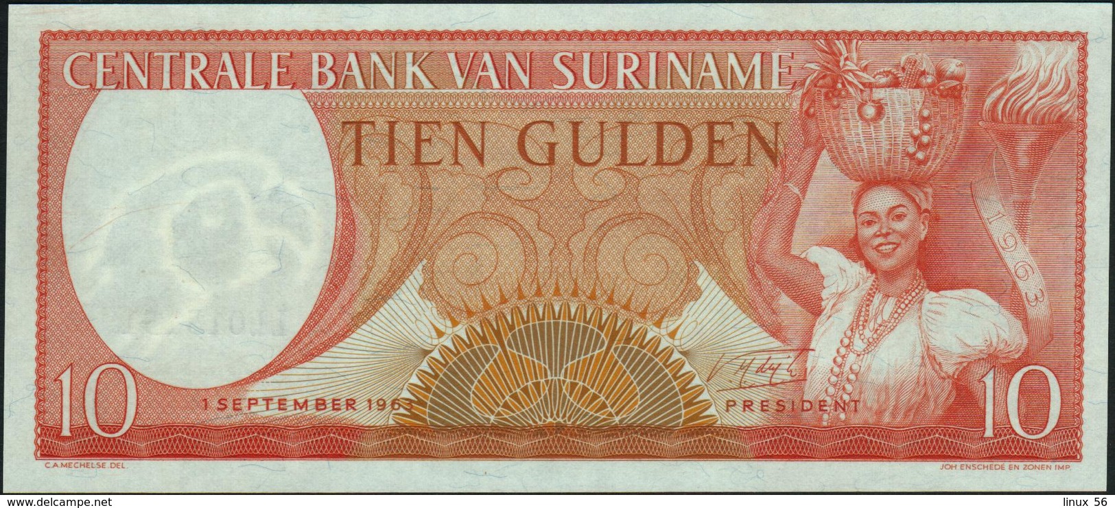 SURINAME - 10 Gulden 01.09.1963 UNC P.121 - Surinam