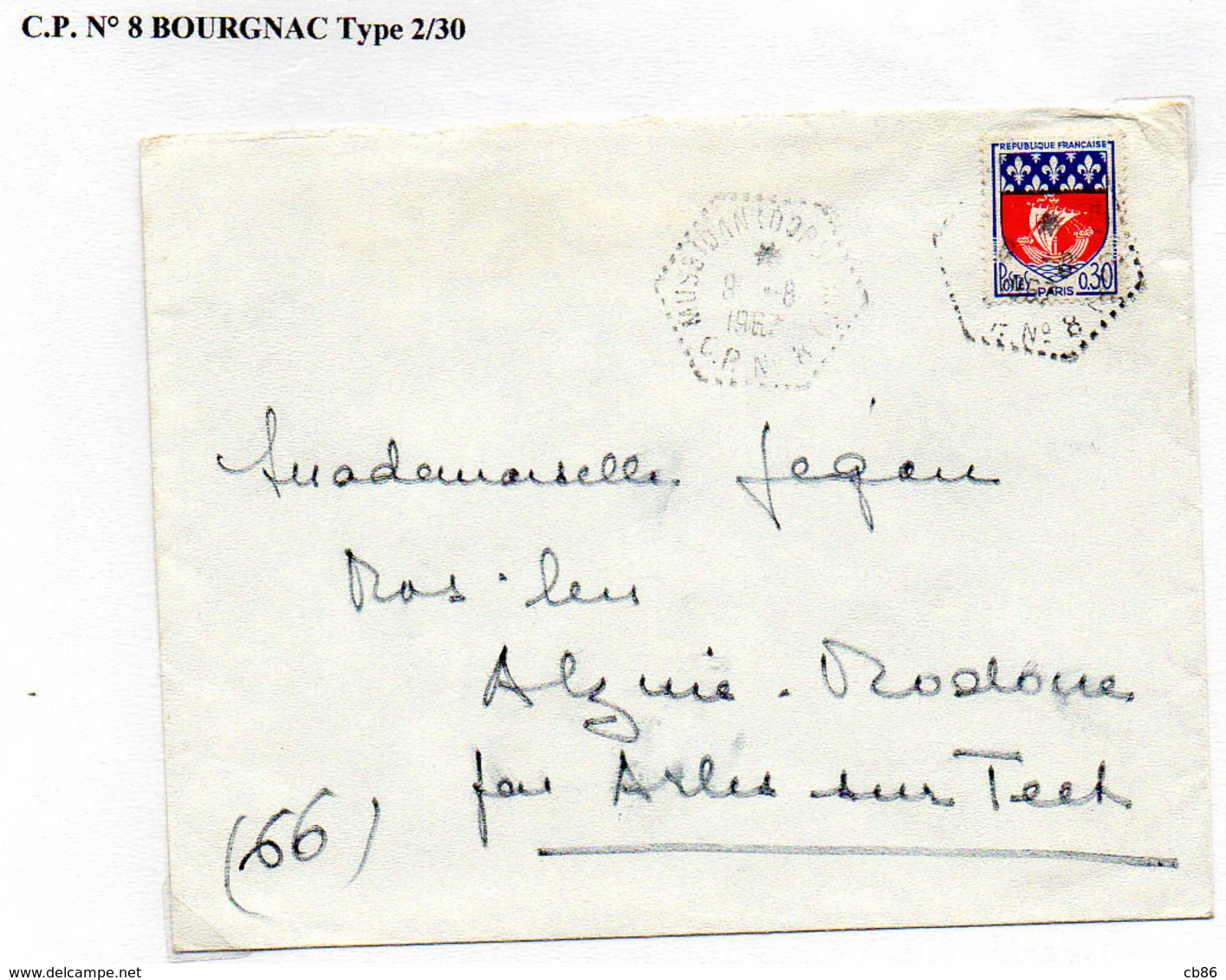 Poste Automobile Rurale De La Dordogne Circuit De Mussidan CP N°8 Bourgnac Type 2/30 - Manual Postmarks