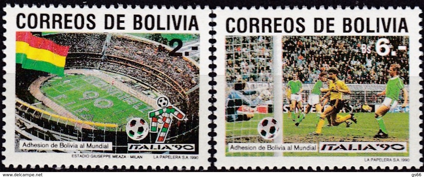 Bolivien, 1990, 1121/22, Fußball-Weltmeisterschaft 1990, Italien. MNH ** - Bolivia