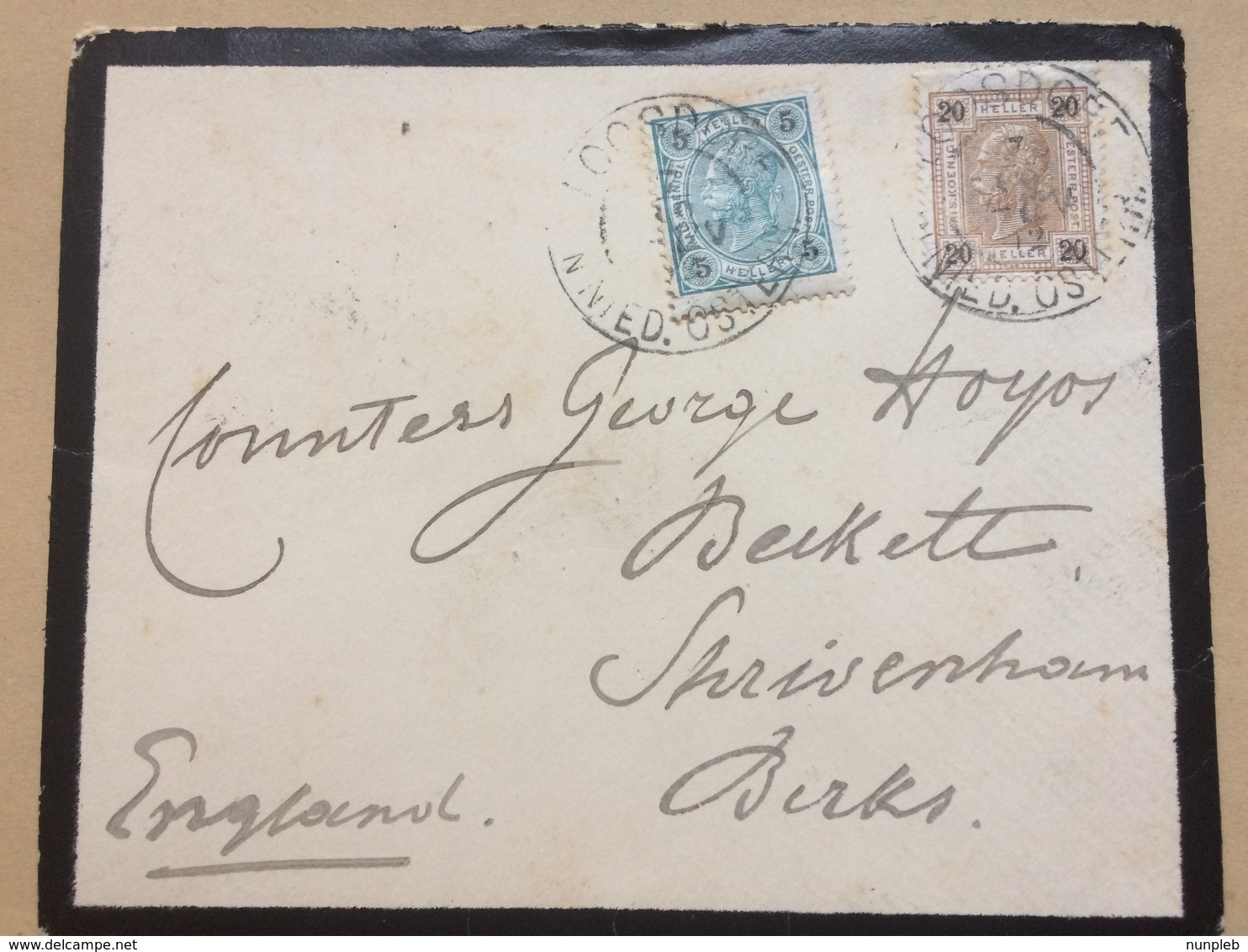 AUSTRIA 1902 Mourning Cover Loosdorf To Shrivenham Berkshire England Addressed To Countess George Hoyos - Covers & Documents