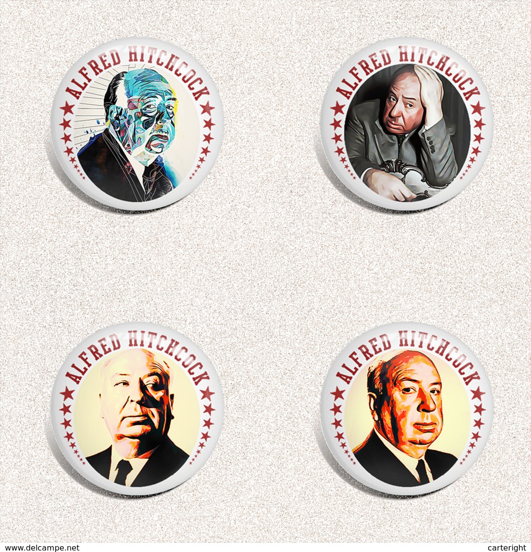 Alfred Hitchcock Movie Film Director Fan ART BADGE BUTTON PIN SET 3 (1inch/25mm Diameter) 35 DIFF - Films