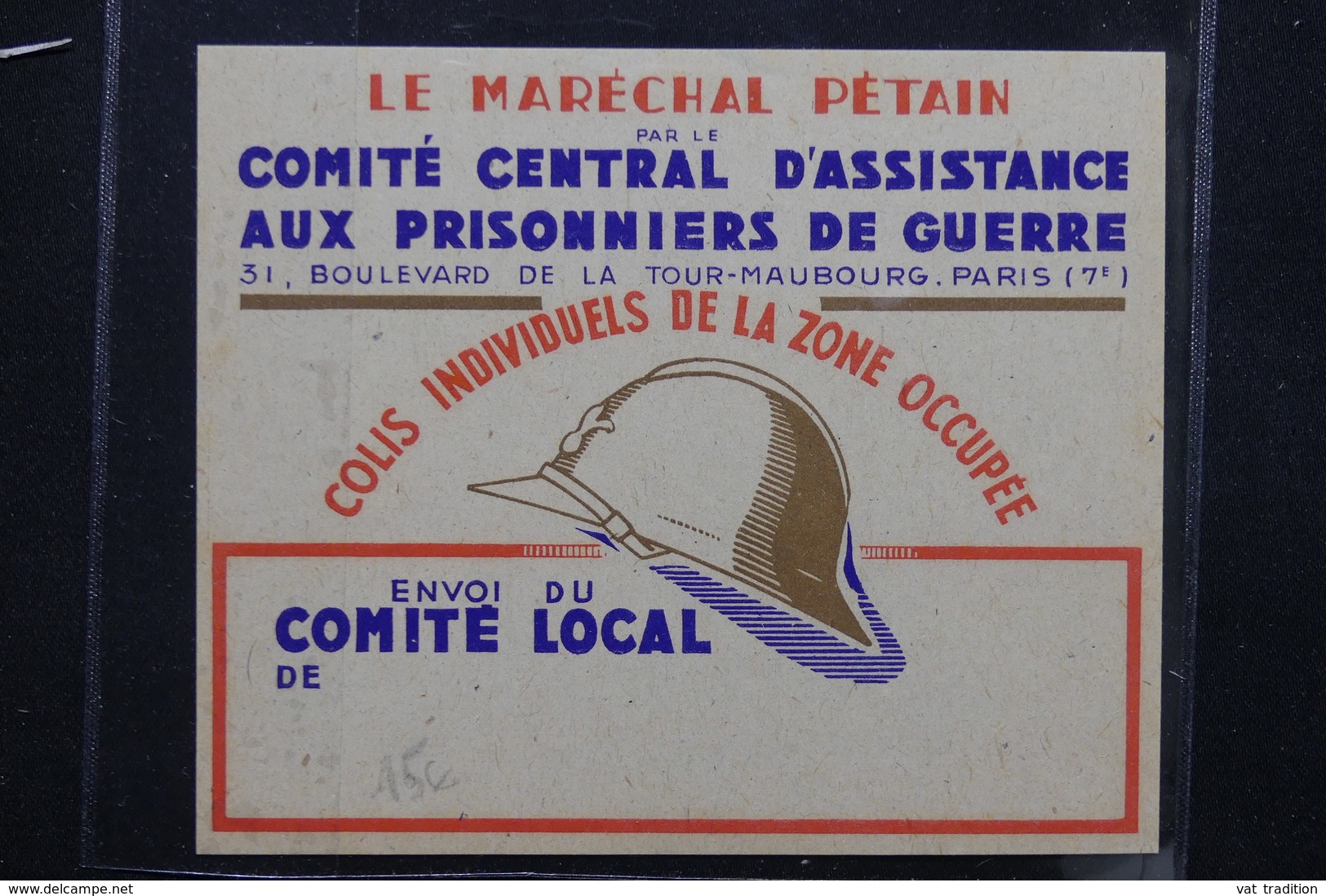 MILITARIA - Étiquette De Colis Pour Militaire Prisonniers De Guerre En 1940/45 - L 22600 - Collections