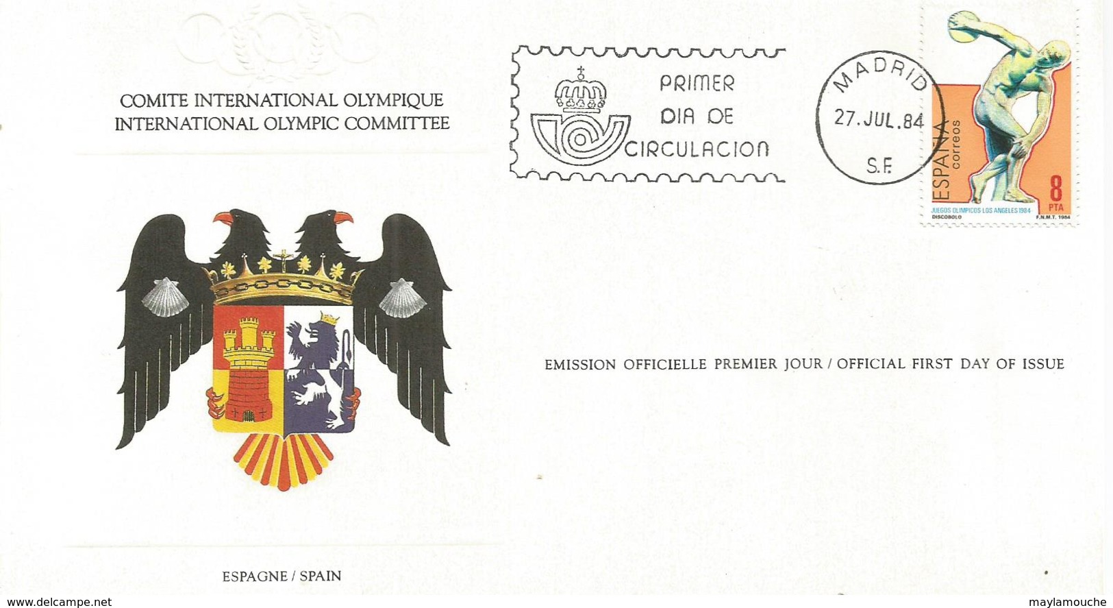 Enveloppe Olympique 1984  Espagne - Oblitérés