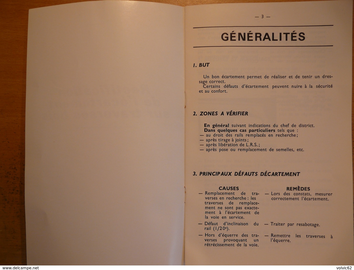 Manuel Chef Canton SNCF Région Nord Révision Matériel Rectification écartement Traverses Bois 1971 - Trains