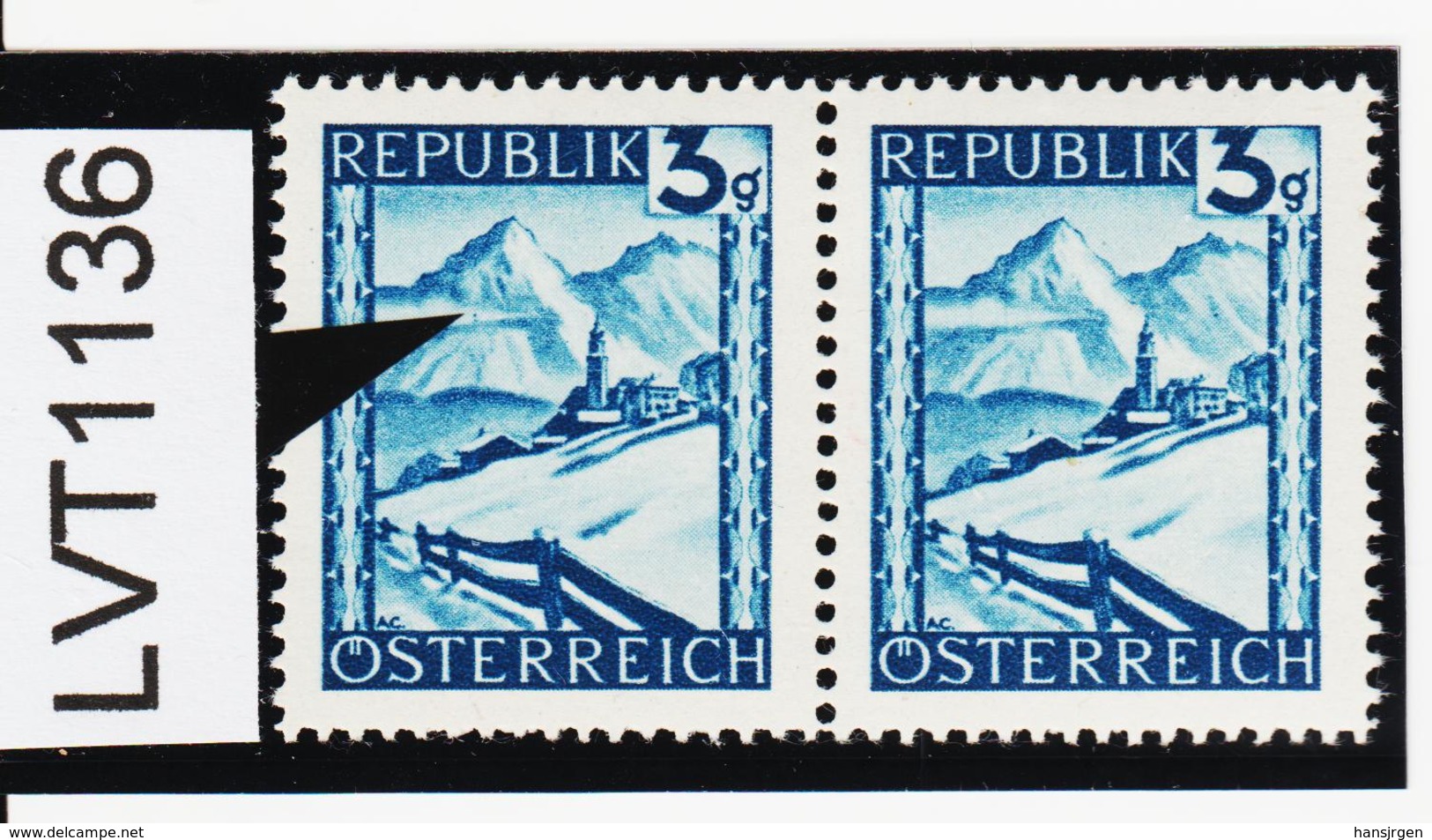 LVT1136 ÖSTERREICH 1945 MICHL 738 PLATTENFEHLER " GEMSE " ** Postfrisch - Abarten & Kuriositäten