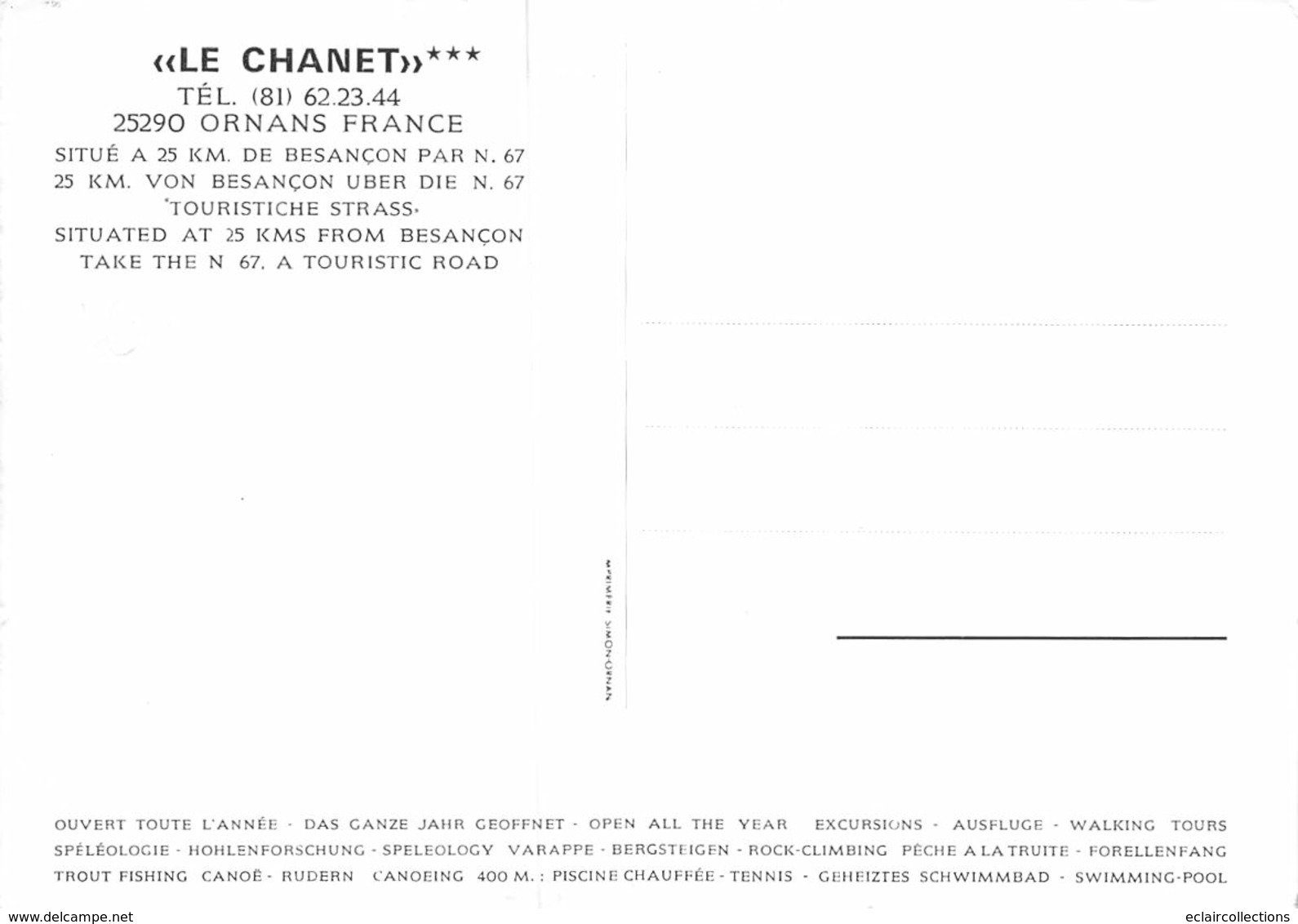 Ornans En France     25       Camping Le Chanet   (Voir Scan) - Otros & Sin Clasificación