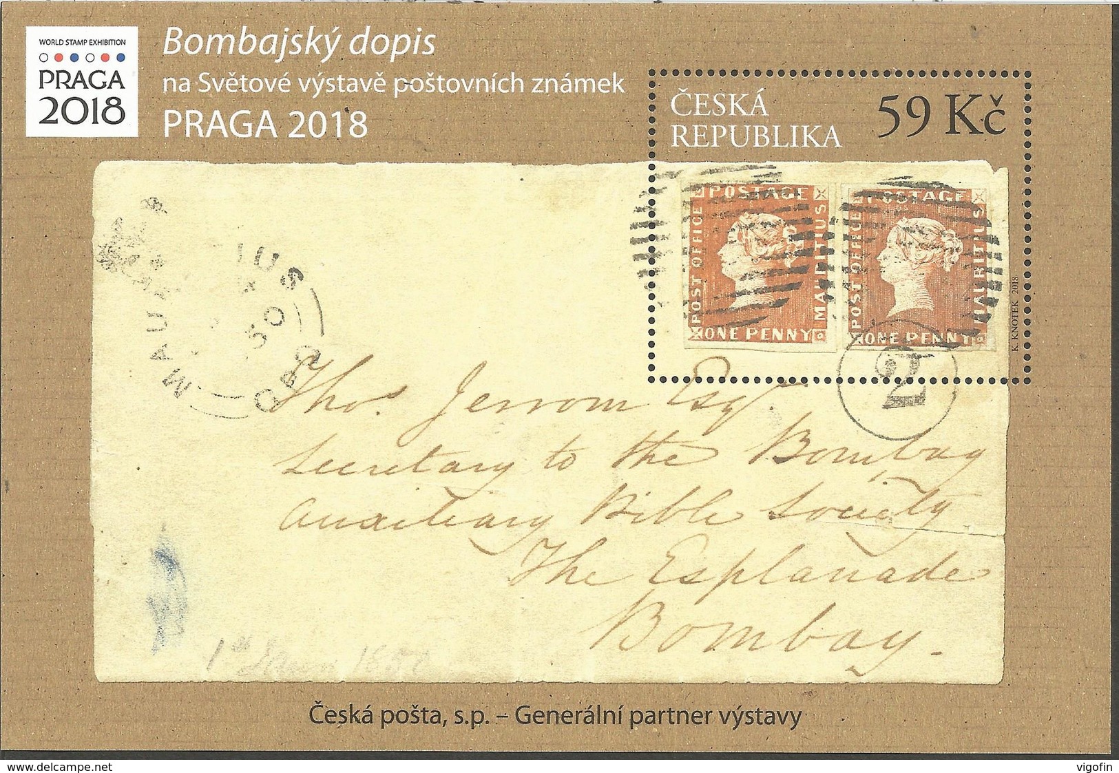 CZ 2018-0987 BOMBAY LETTER, S/S, MNH - Blocks & Kleinbögen