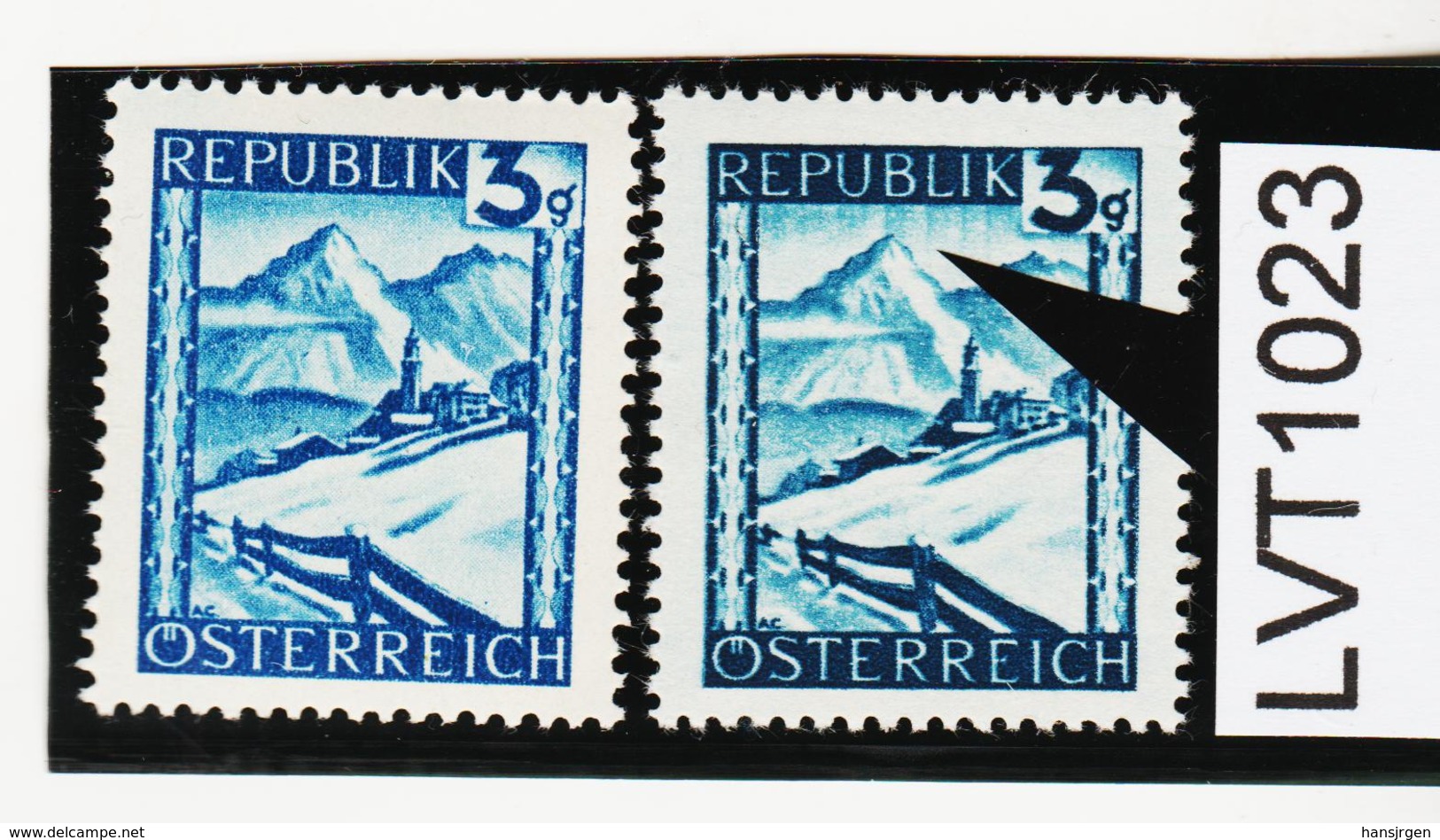 LVT1123 ÖSTERREICH 1945 MICHL 738 PLATTENFEHLER "REGEN" ** Postfrisch - Abarten & Kuriositäten