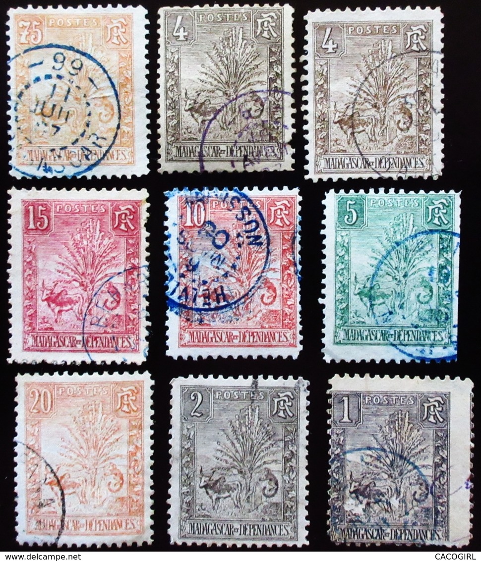 Madagascar TAXE 9 Valeurs Oblitérés Used - Timbres-taxe