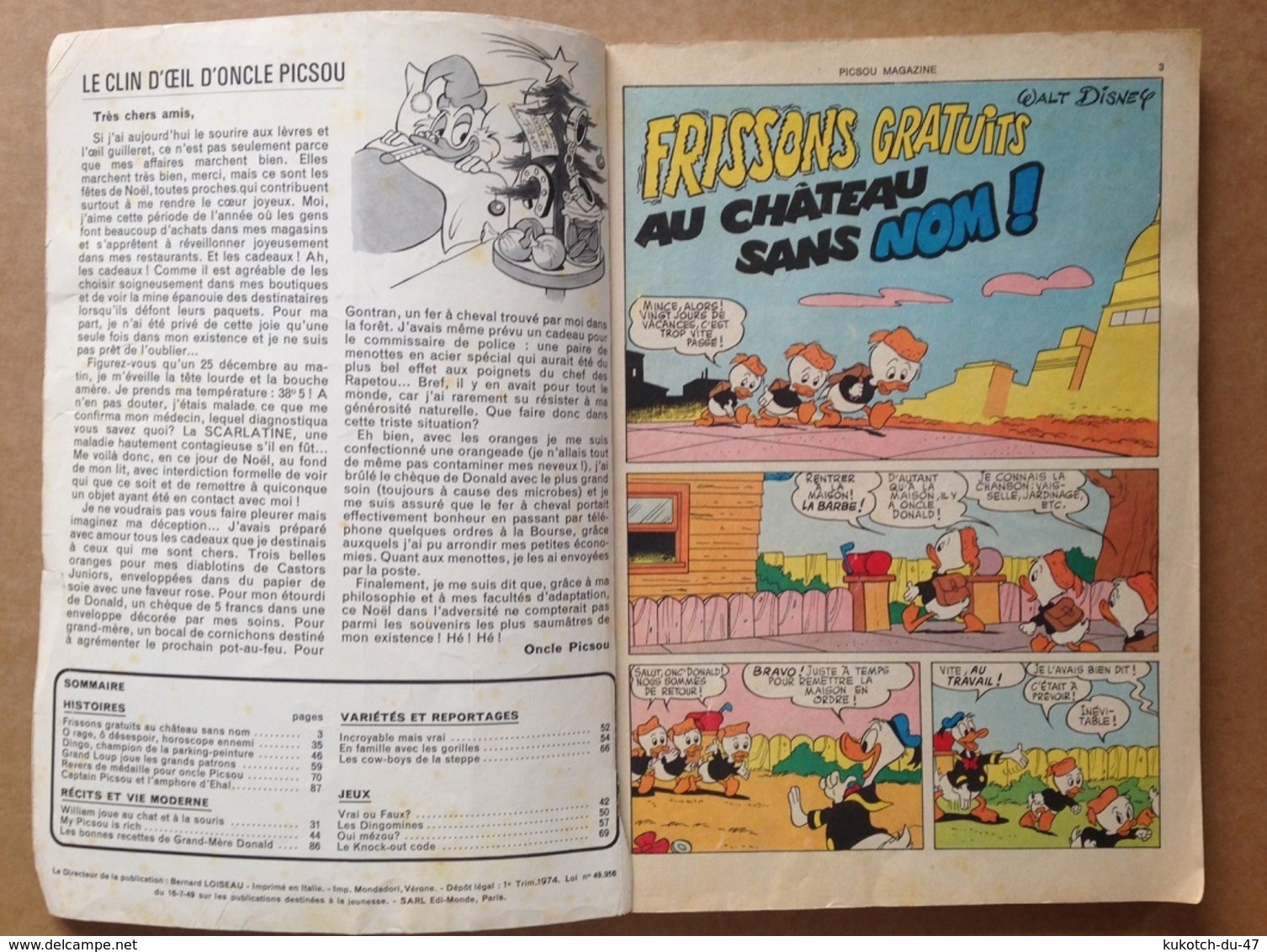 Disney - Picsou Magazine - Année 1974 - N°23 (avec Grand Défaut D'usure) - Picsou Magazine