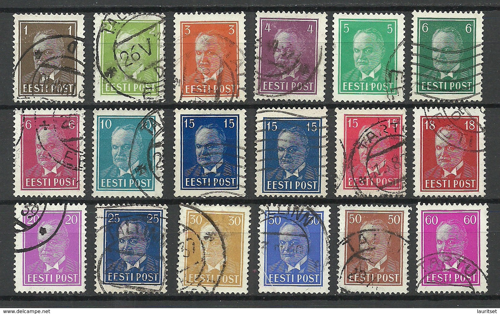 Estland Estonia 1936-1940 Präsident Päts Complete Set O - Estonia