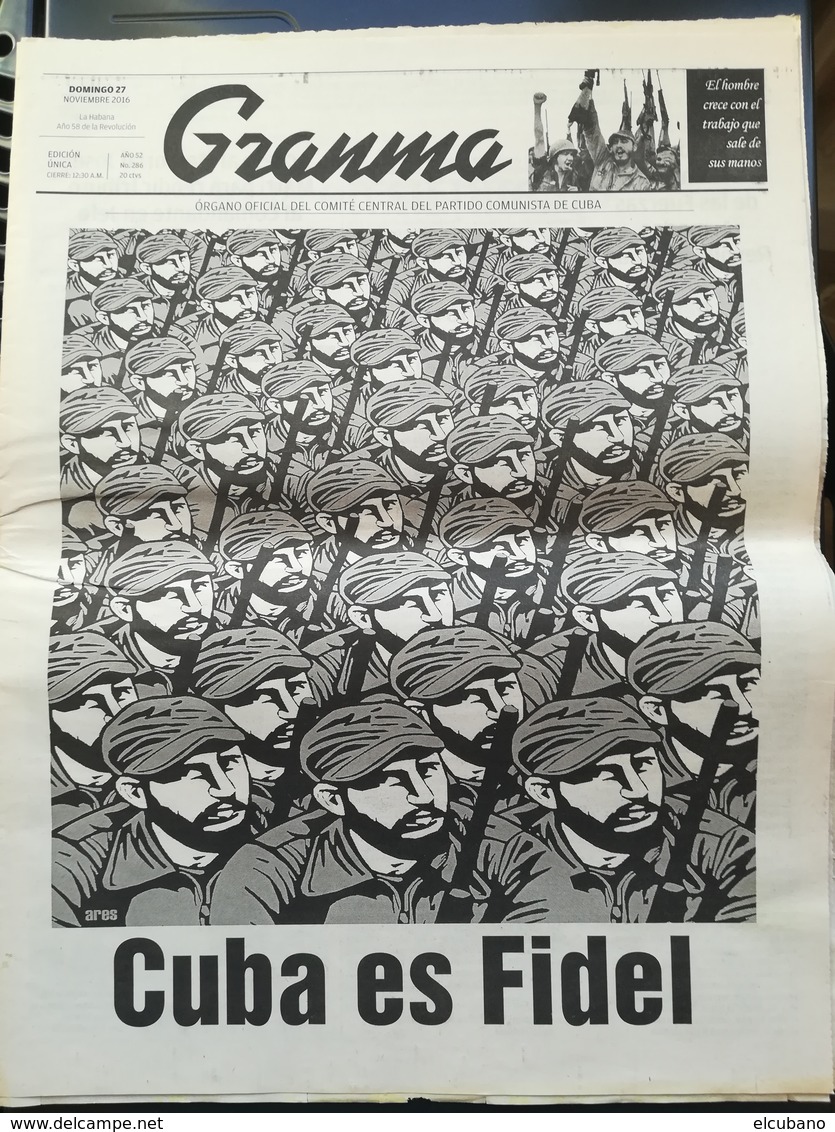 Fidel Castro Cuba Kuba Quotidiano Granma Annuncio Della Morte - [3] 1991-…