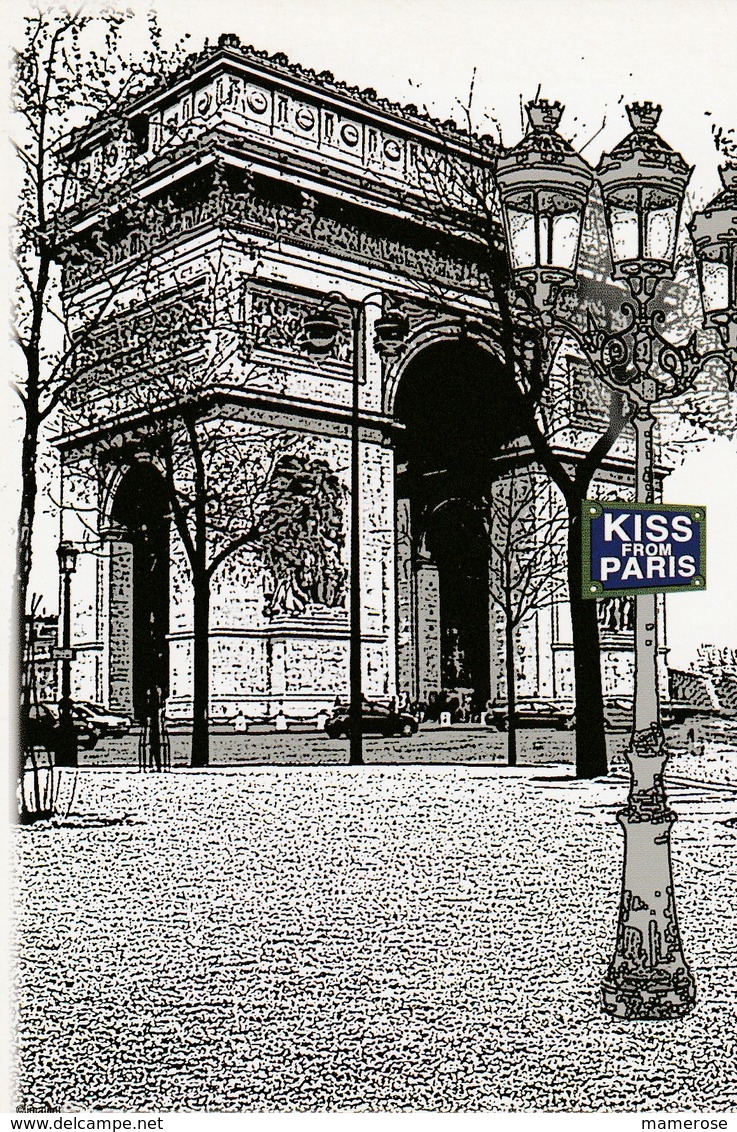 KISS FROM PARIS. Illustration De L'ARC DE TRIOMPHE. Voitures - Arc De Triomphe