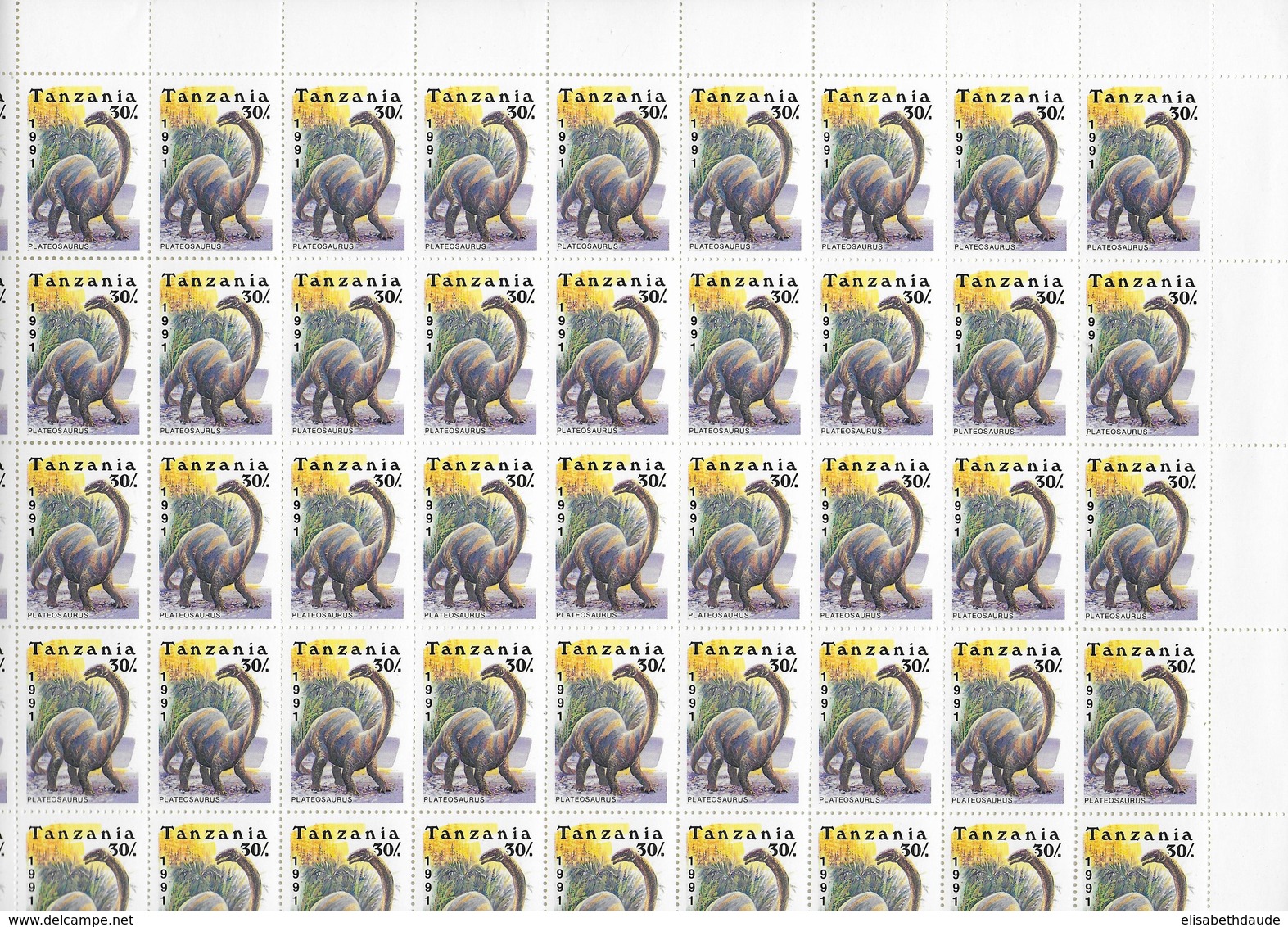 TANZANIA - 1991 - FAUNE PREHISTORIQUE - YVERT N°714/720 ** MNH En 7 FEUILLES COMPLETES De 50 TIMBRES ! - COTE = 400 EUR. - Tanzania (1964-...)