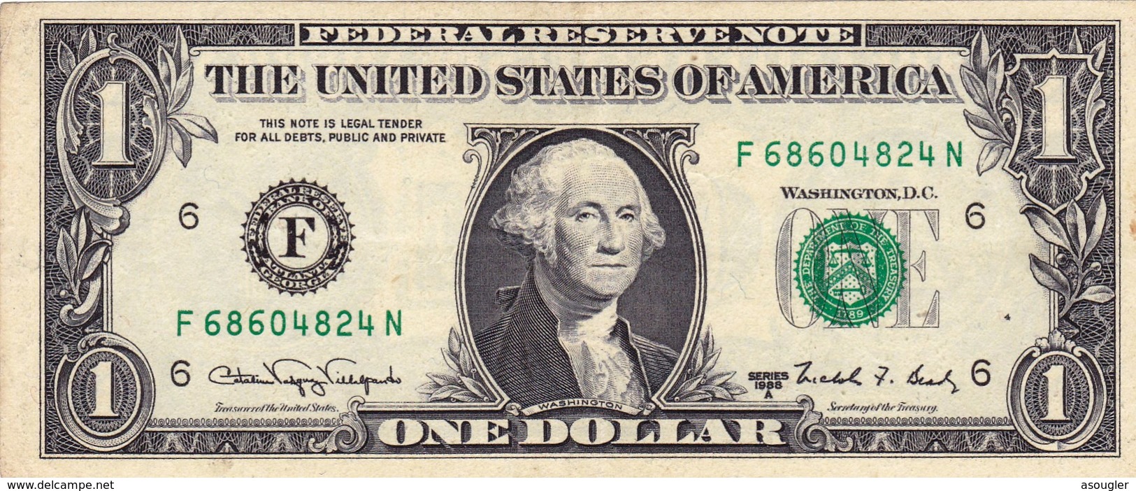 USA 1 Dollar Of Federal Reserve Notes 1988 A WEB PRESS F-N 4/2 EXF "free Shipping Via Registered Air Mail" - Federal Reserve (1928-...)