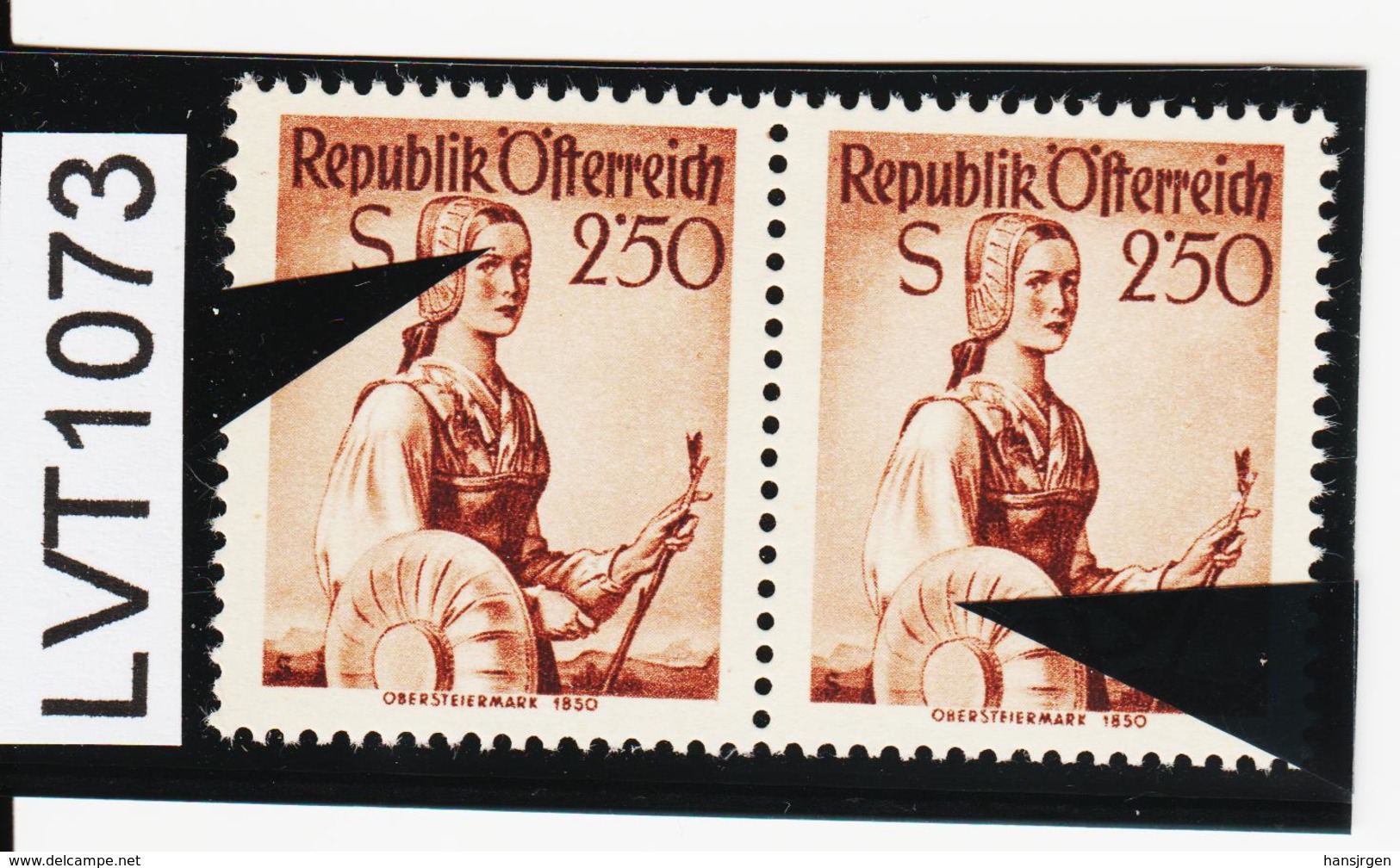 LVT1073 ÖSTERREICH 1952 MICHL 979 PLATTENFEHLER FARBFLECK ü. AUGE GINDL 9/I 60 PUNKTE Postfrisch - Variétés & Curiosités