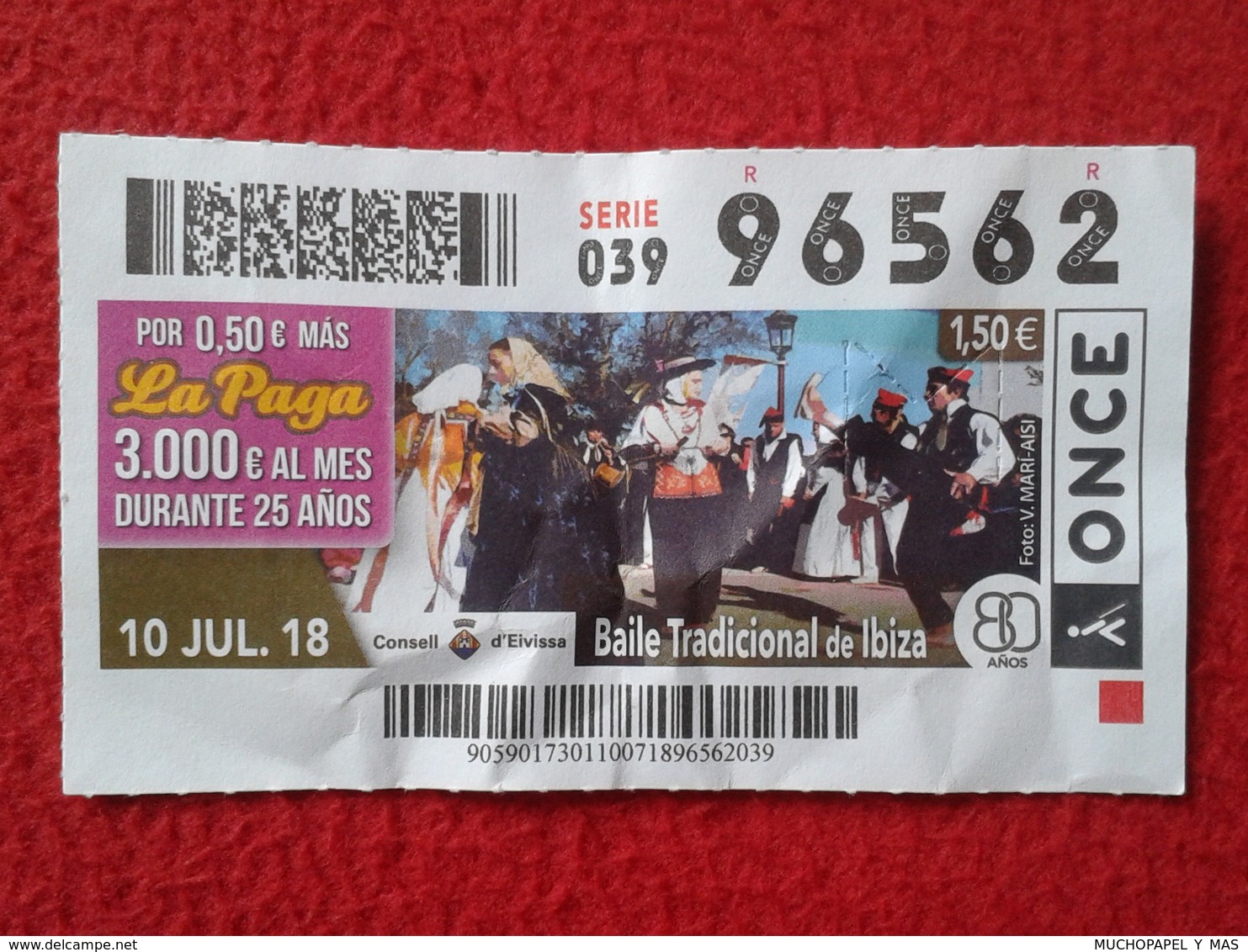 CUPÓN DE LA ONCE DÉCIMO LOTERÍA LOTERIE LOTTERY SPAIN BAILE TRADICIONAL DE IBIZA ISLAS BALEARES EIVISSA BALEARIC ISLANDS - Billetes De Lotería