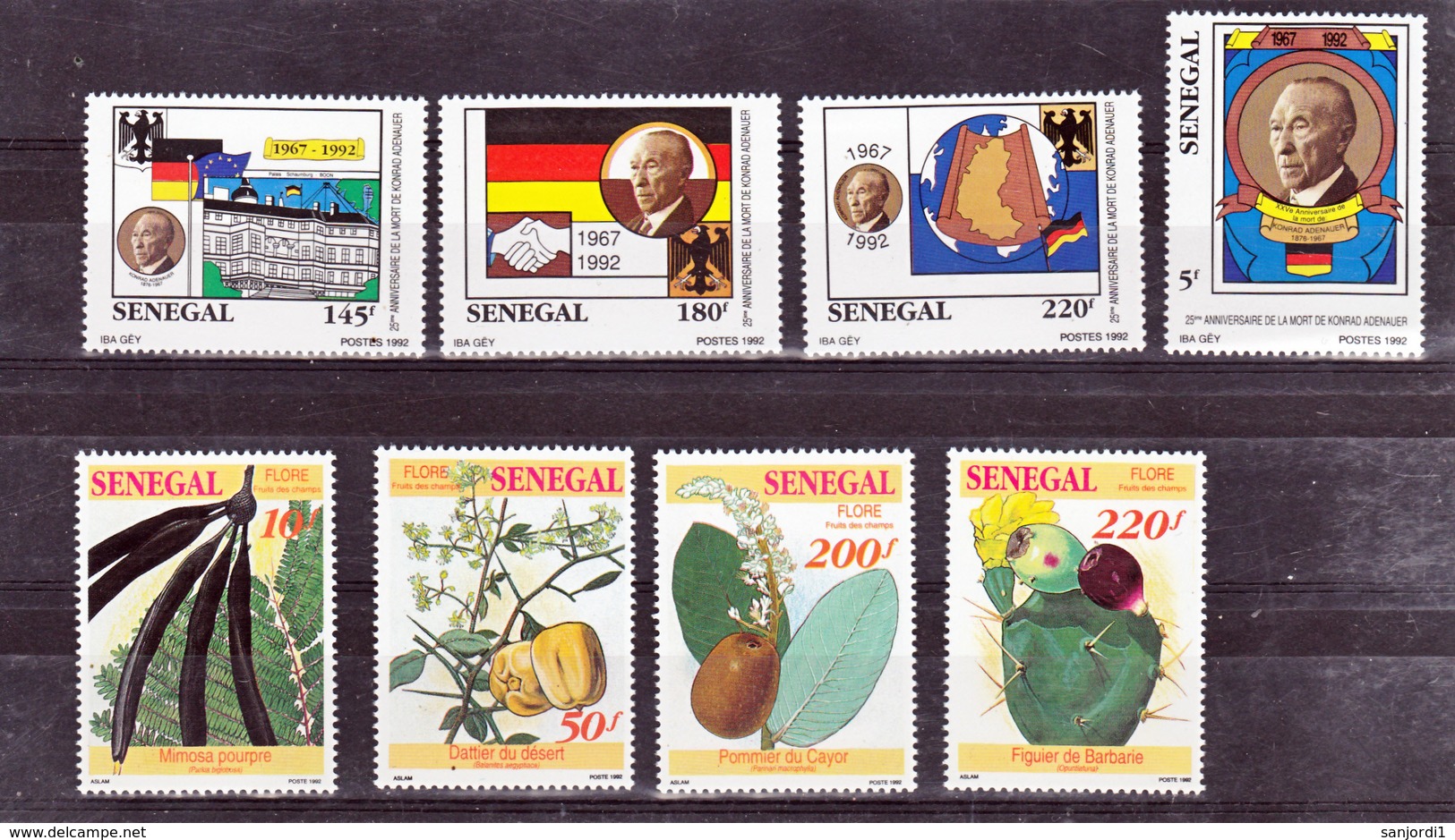 Sénégal 1009 1012 GT Et 1013 1016 GT Flore Et Chancelier Adenauer  Neuf ** TB MNH Sin Charnela - Sénégal (1960-...)