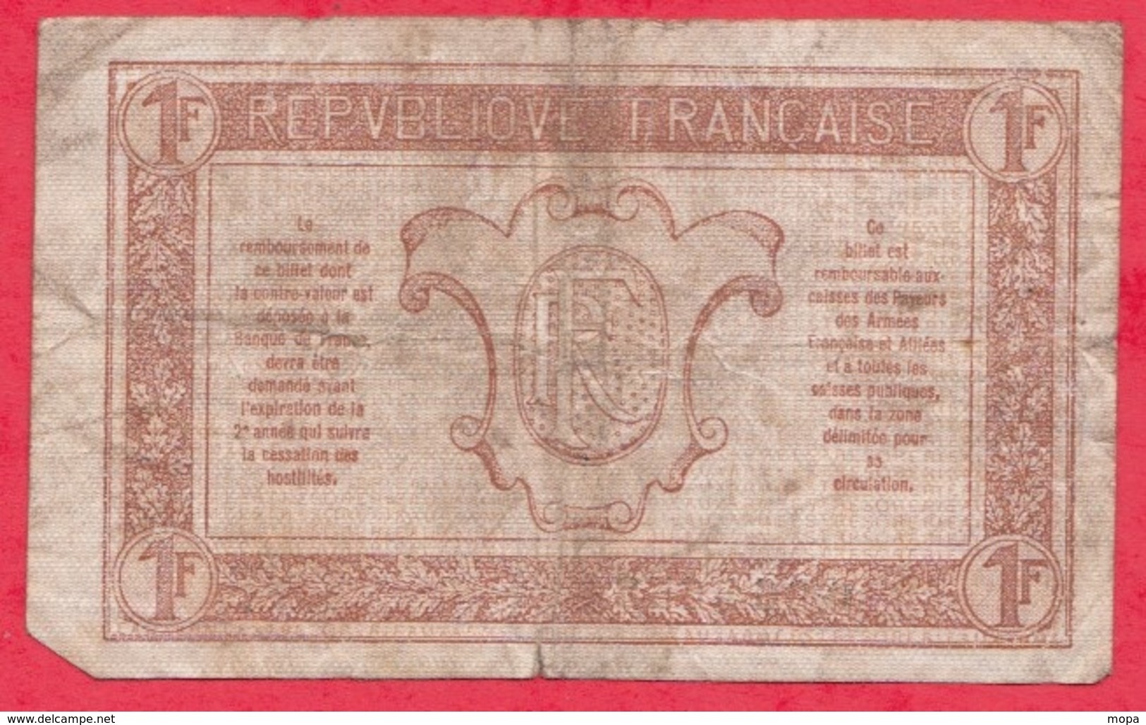 1 Francs "Trésorerie Aux Armées "----G/TB+ - 1917-1919 Trésorerie Aux Armées