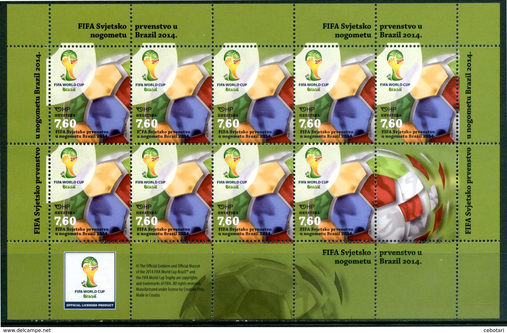 CROAZIA / CROATIA 2014** - FIFA World Cup - "Brasil 2014" . Block MNH, Come Da Scansione. - 2014 – Brasile