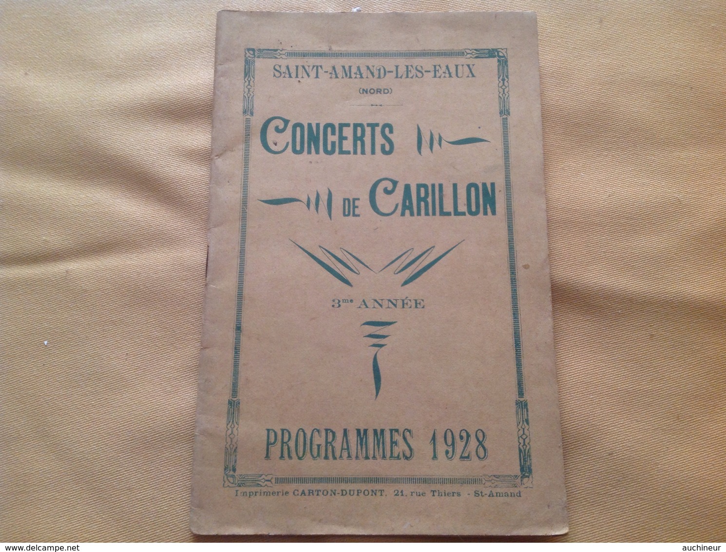 Programme 1928, Concerts De Carillon à Saint-amand-les-eaux, 32 Pages - Programmi