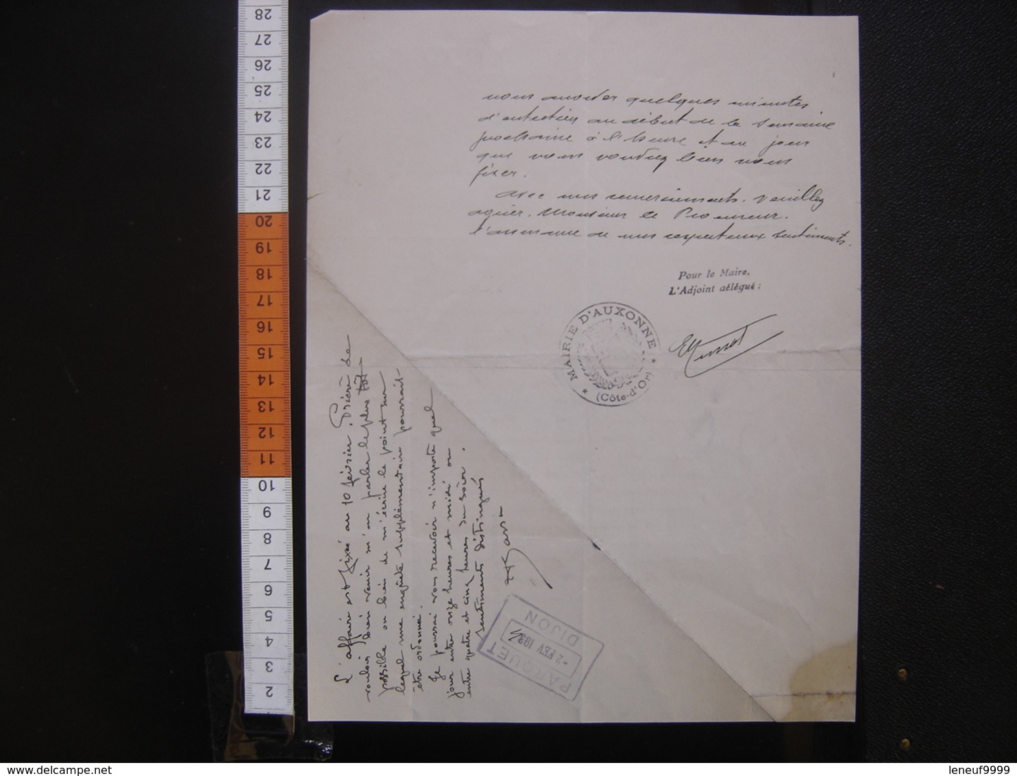 1934 Lettre Maire Auxonne 21 Au Procureur De La Republique Dijon CORRECTIONNELLE - Manuscrits