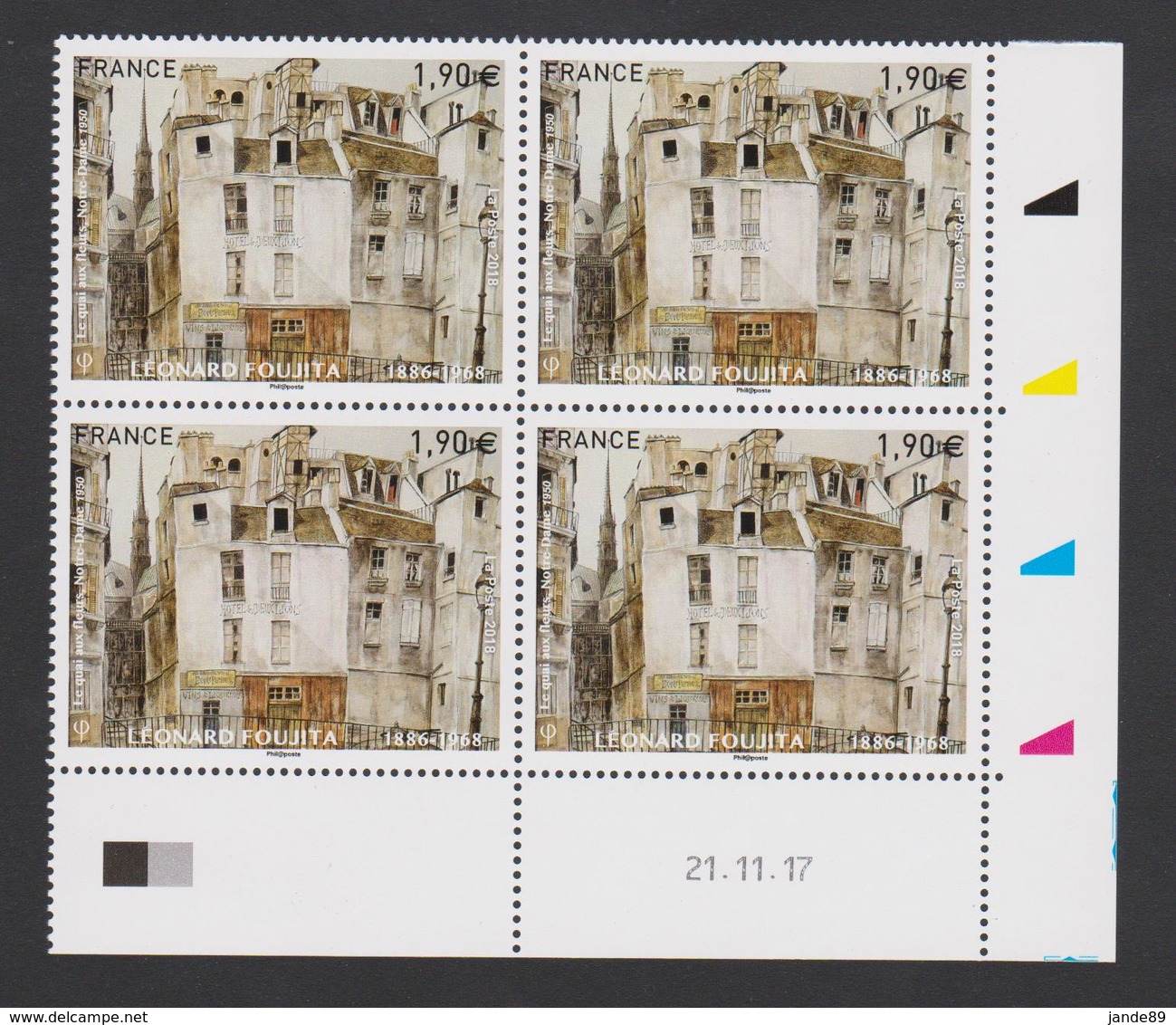 FRANCE - 2018 - Léonard FOUJITA  - Bloc De 4 Timbres N° 5200 à 1,90€ - Daté Et Gommés - Neuf ** - - Neufs