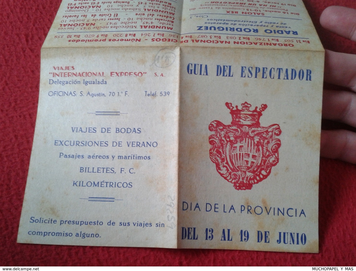 DOCUMENTO HOJA DÍPTICO PUBLICIDAD ANUNCIOS VARIADOS NÚMEROS PREMIADOS ONCE CIEGOS SORTEO CATALUÑA ?? OLD ADVERTISING VER - Publicités