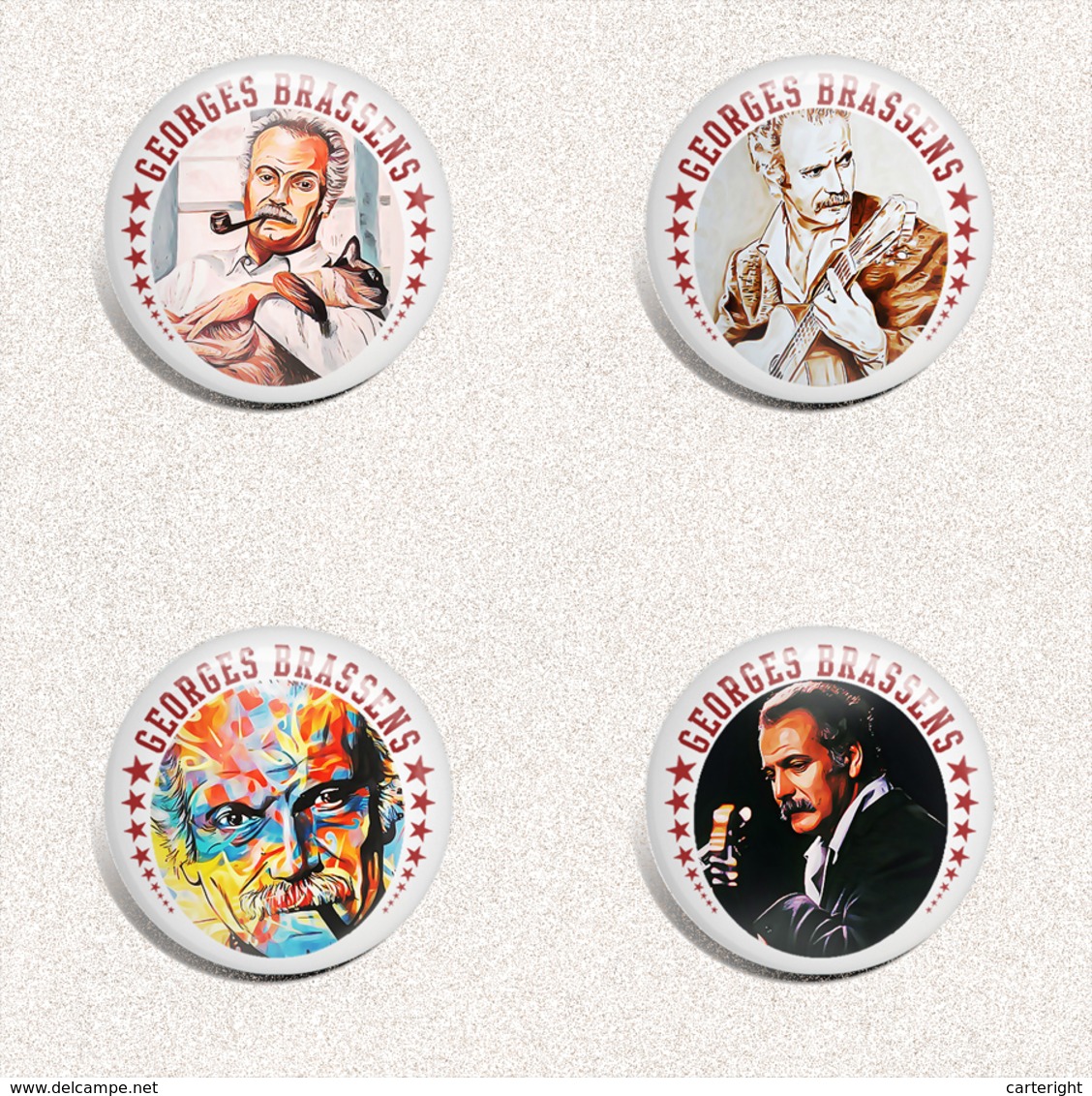 35 X Georges Brassens Music Fan ART BADGE BUTTON PIN SET 1 (1inch/25mm Diameter) - Music